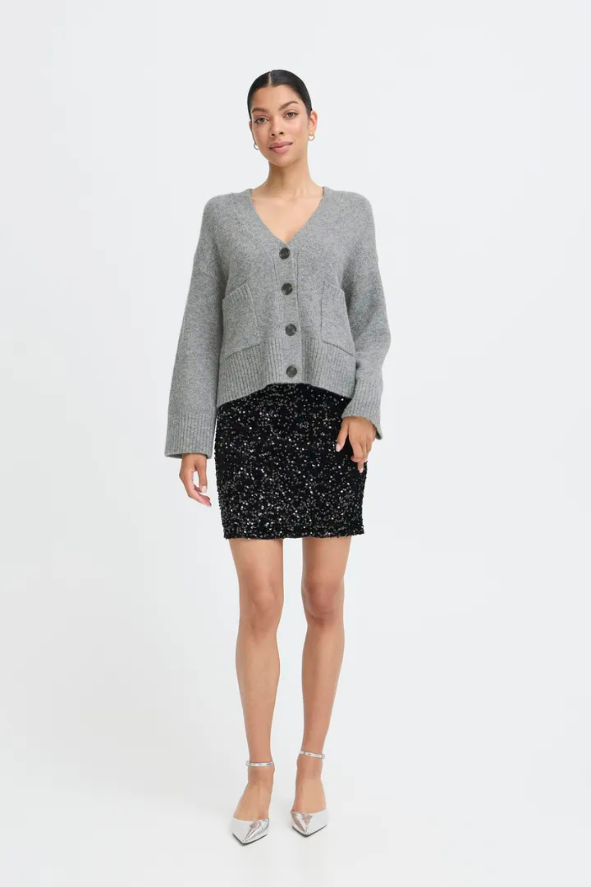 BYOTTI Cardigan - Mid Grey Melange