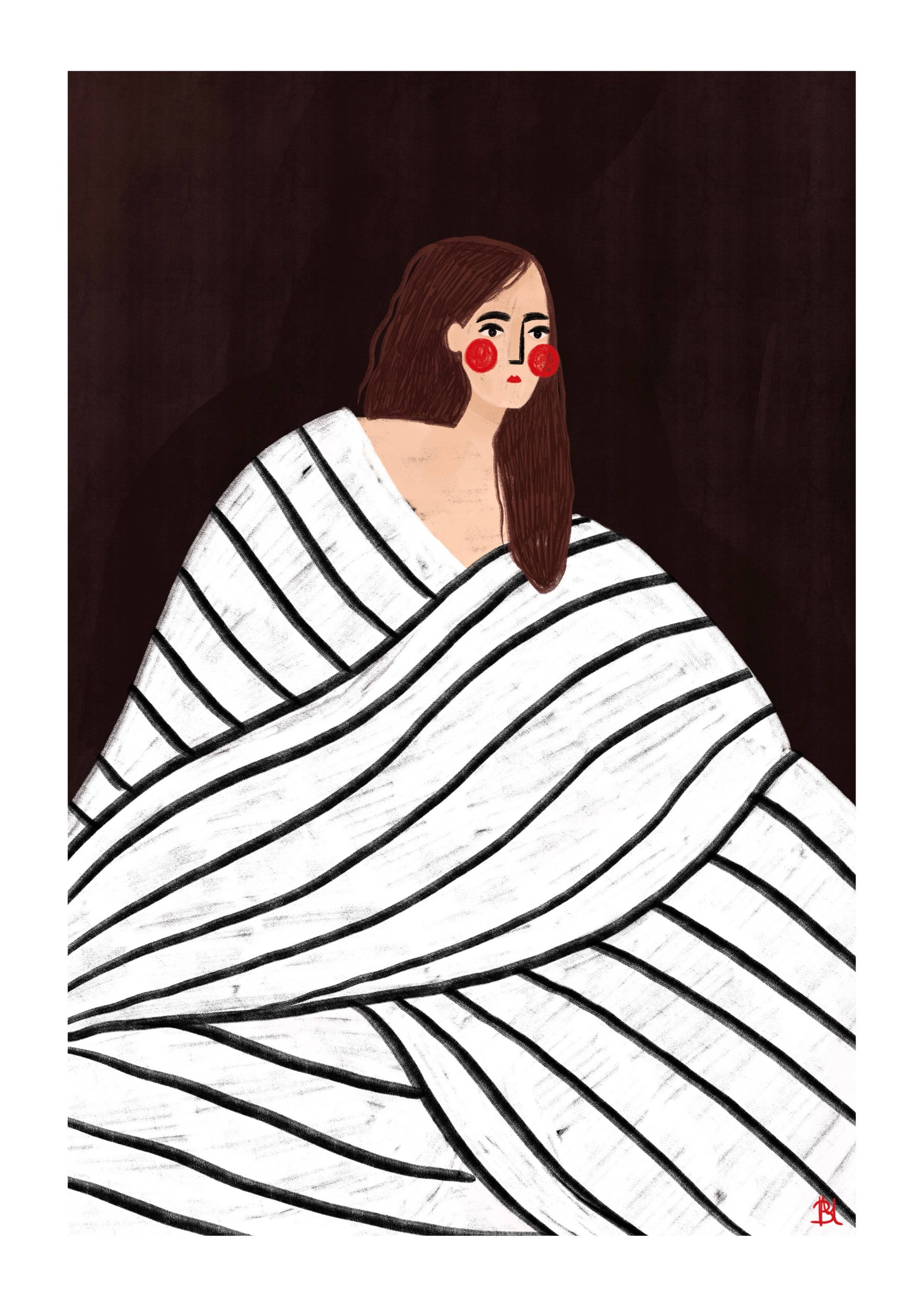 Bea Müller - The Woman With The Black and White Stripes - A3 Fine Art Print