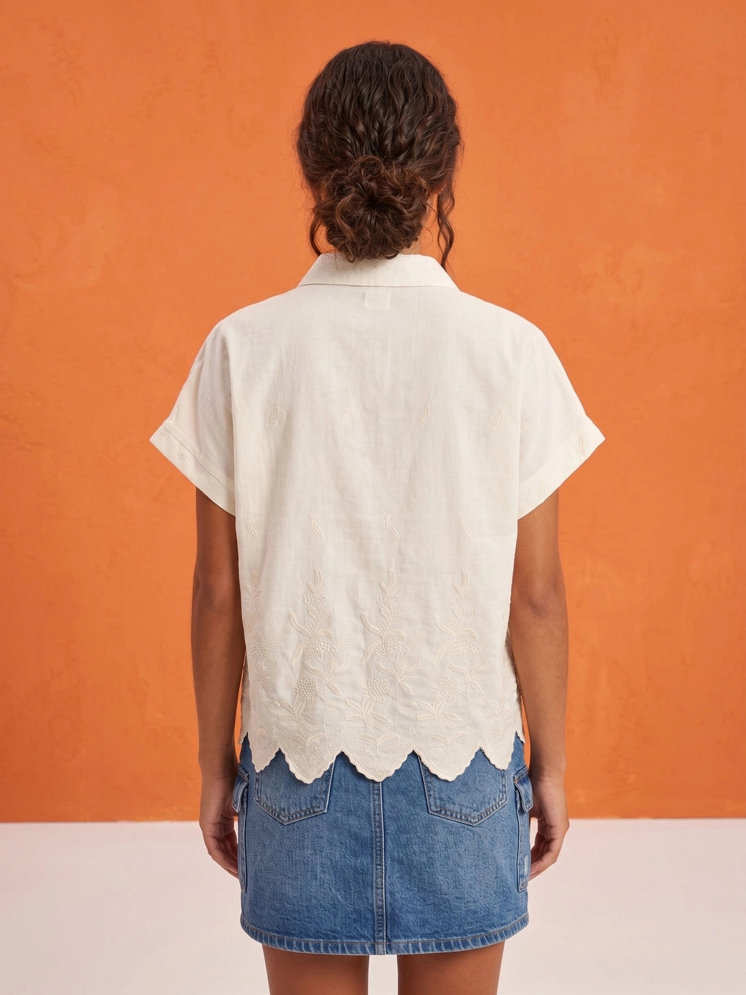 Alison Emroidered Cotton Shirt - Cream