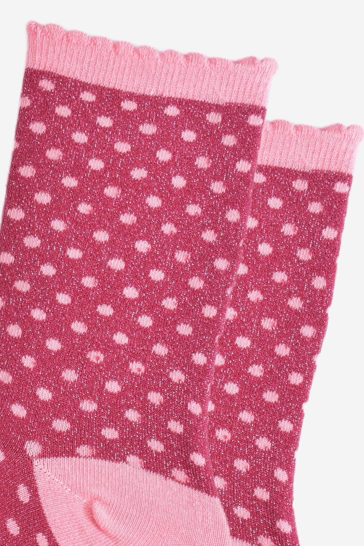 Polka Dot Glitter Socks - Berry/Pink