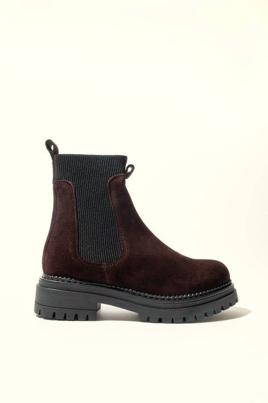 KELLY CHOCOLATE – Suede Ankle Boots