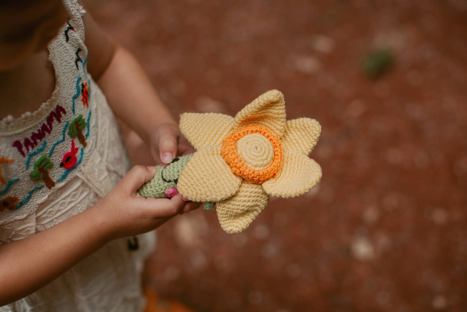 Friendly Yellow Daffodil Baby Rattle Toy