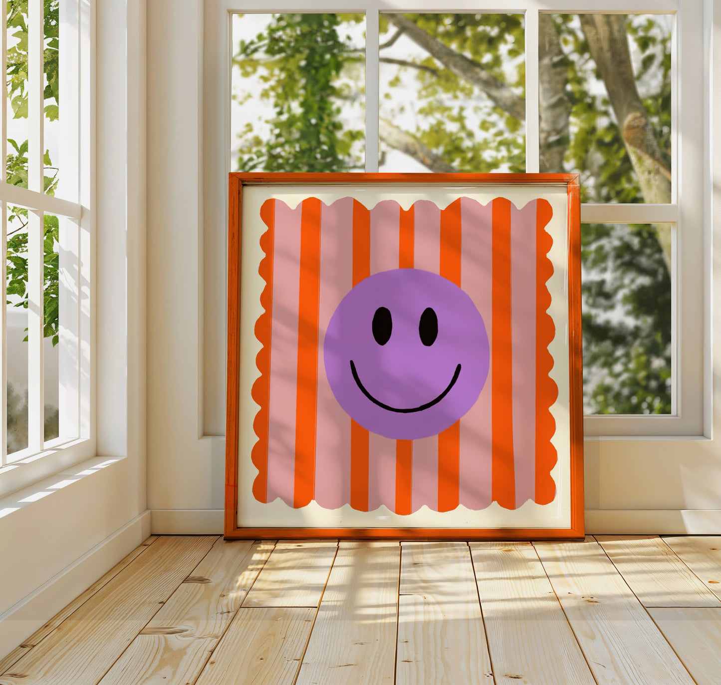 Orange Stripe Smiley Art Print - 5x5"