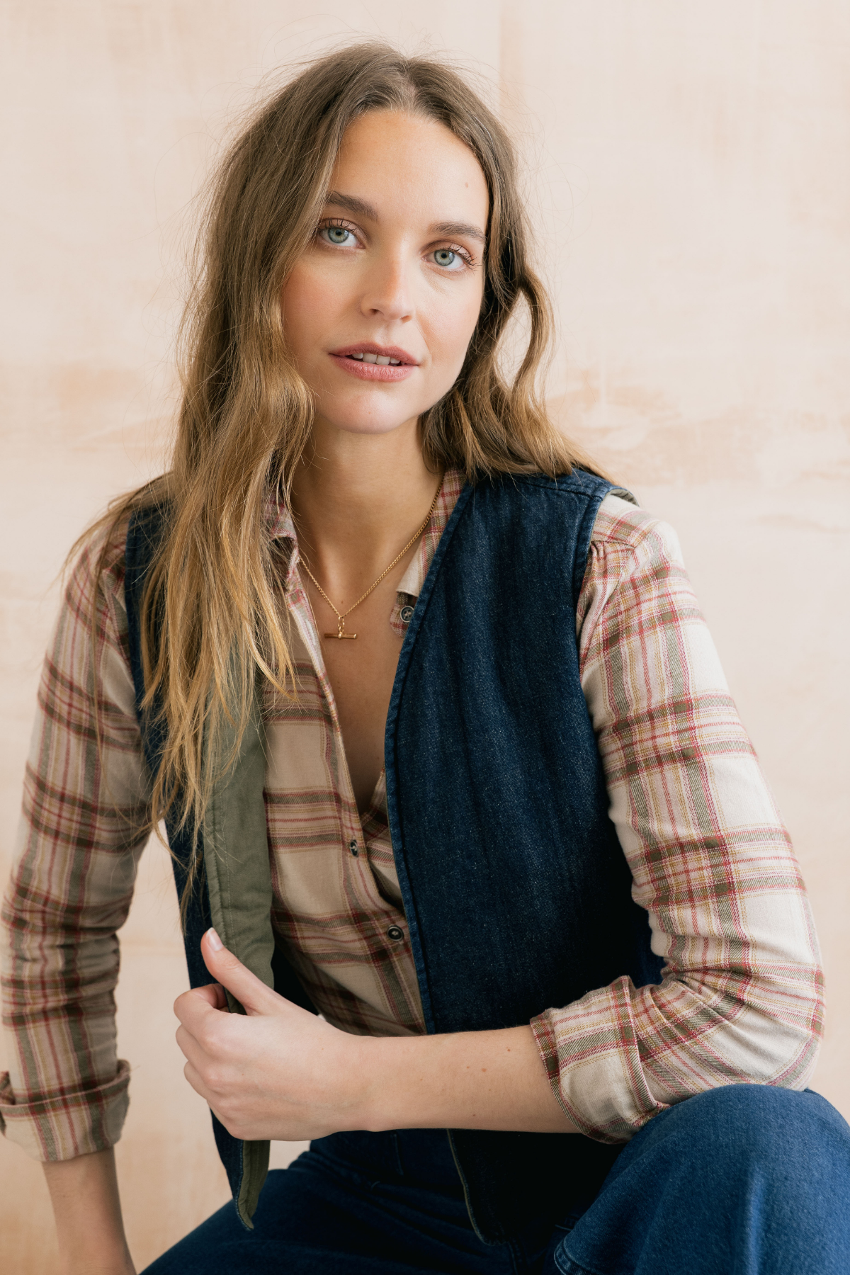 Pavillion Reversible Gilet Plain Linen Denim