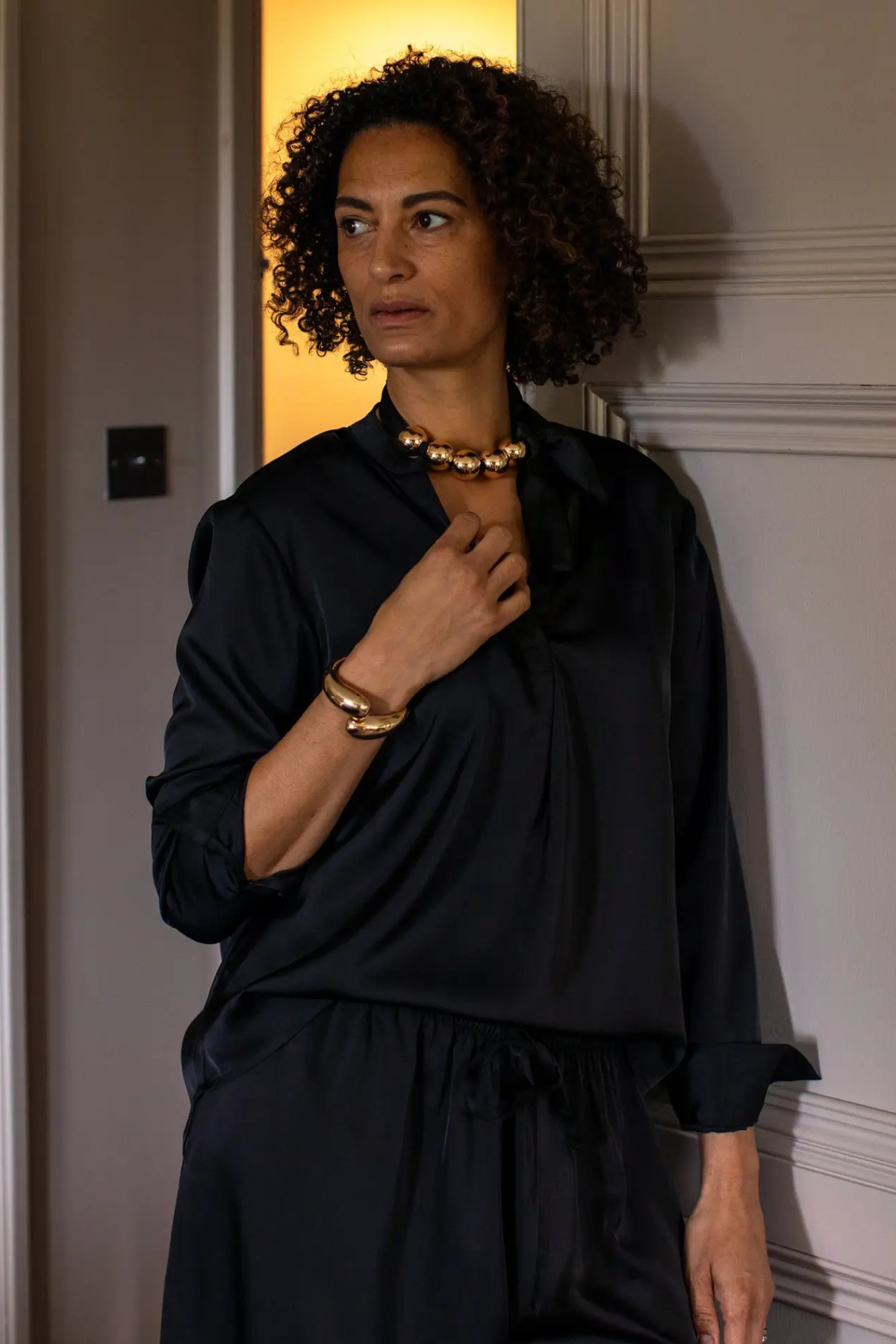 Josie Satin Shirt | Black