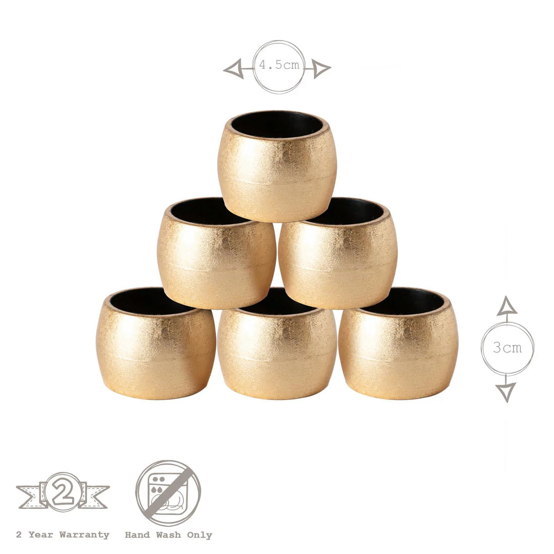 Metallic Napkin Ring Holder - Gold