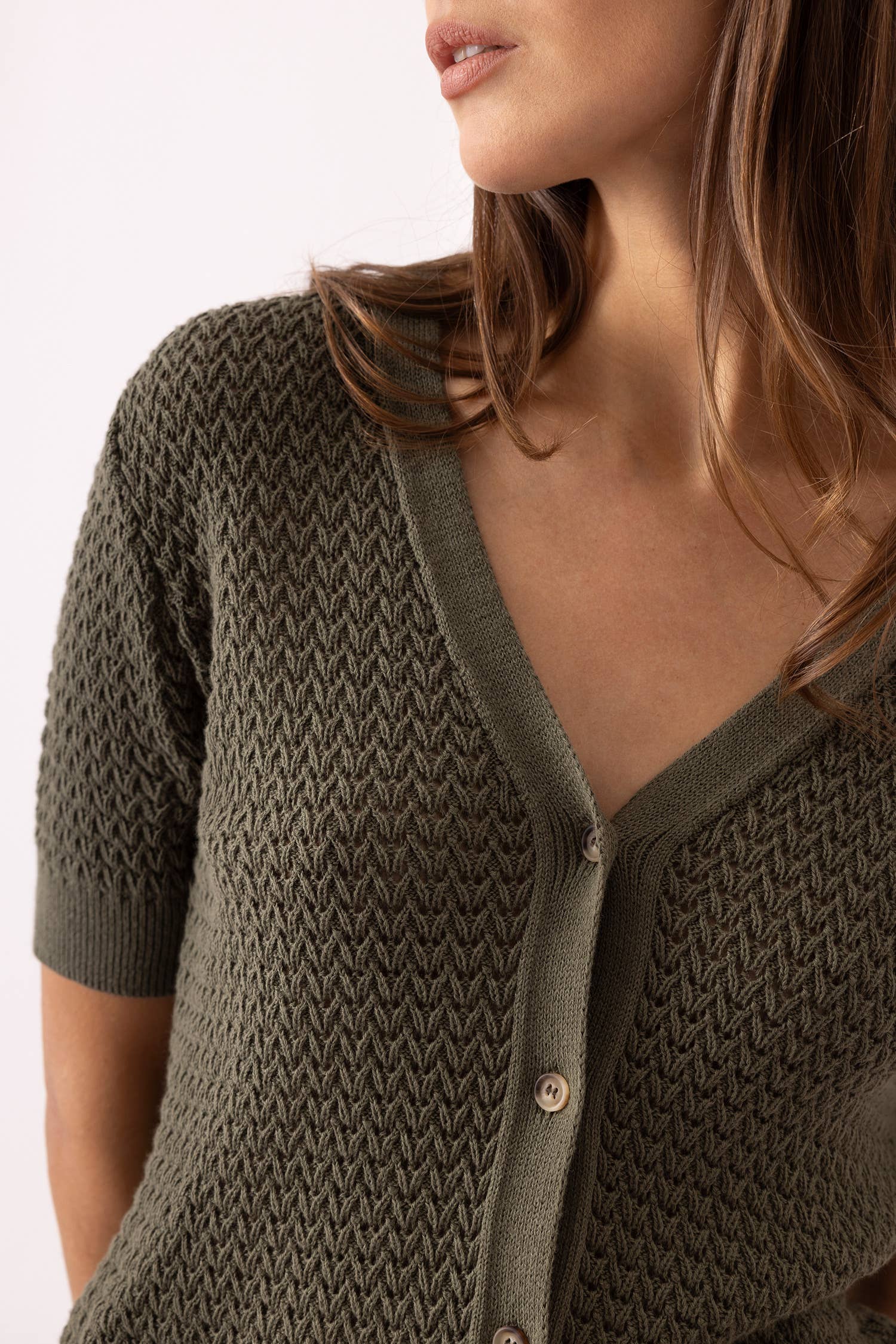 Short Sleeve Structured Knit Cardigan