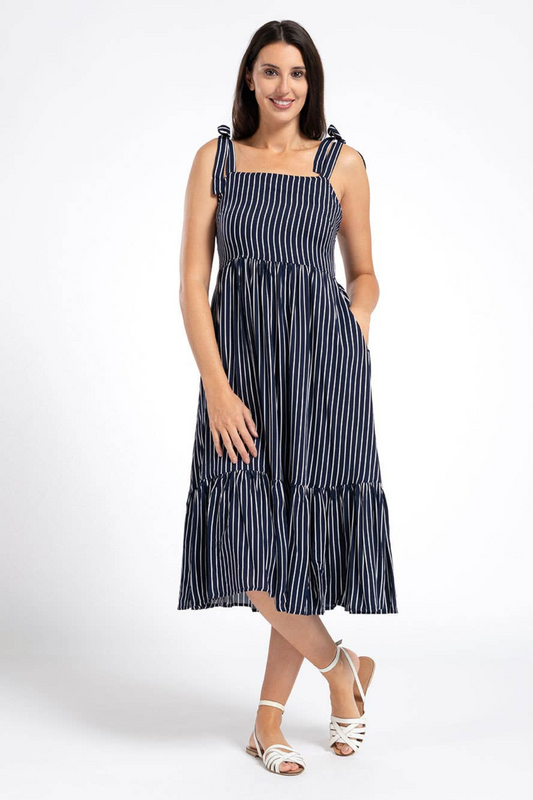 Pentlebay Clothing - Strappy Sundress in Navy Stripe