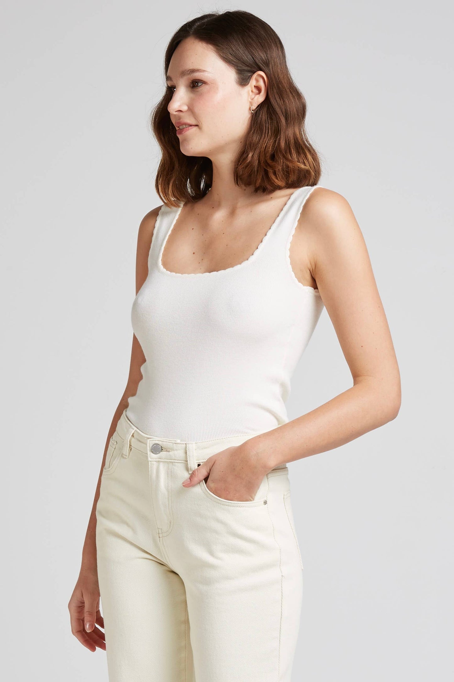 Scalloped Knit Tank Top