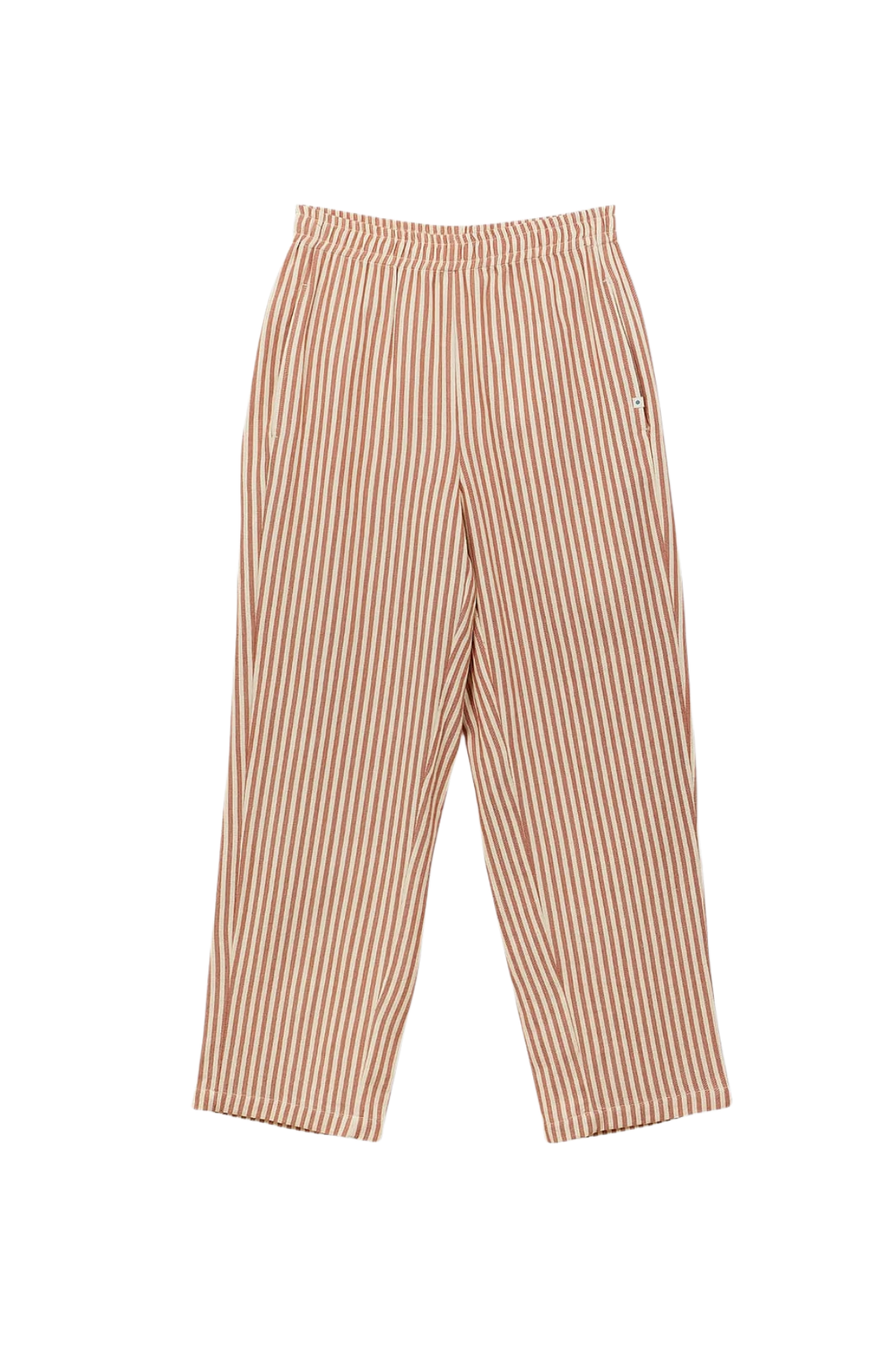 women's rust and cream stripes 100% woven cotton trousers