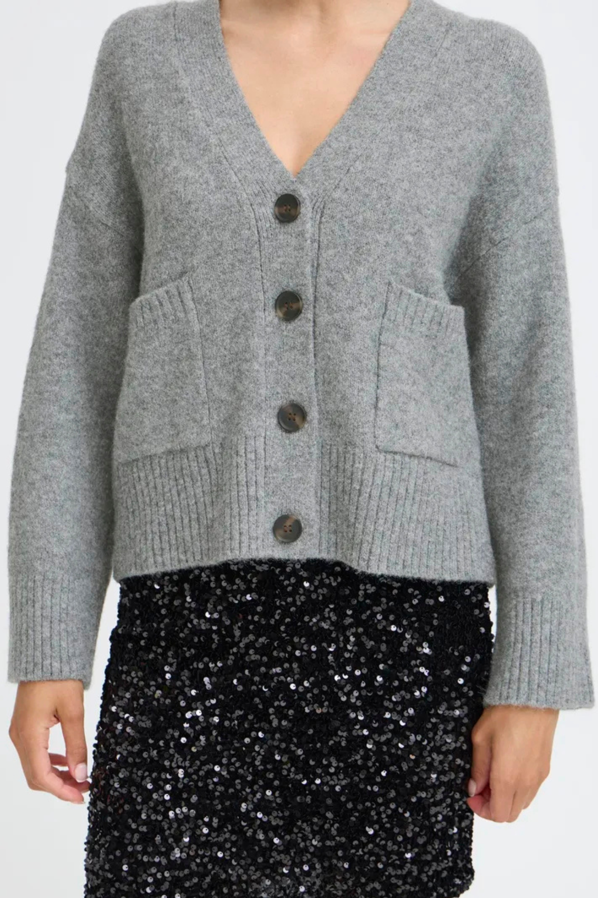 BYOTTI Cardigan - Mid Grey Melange