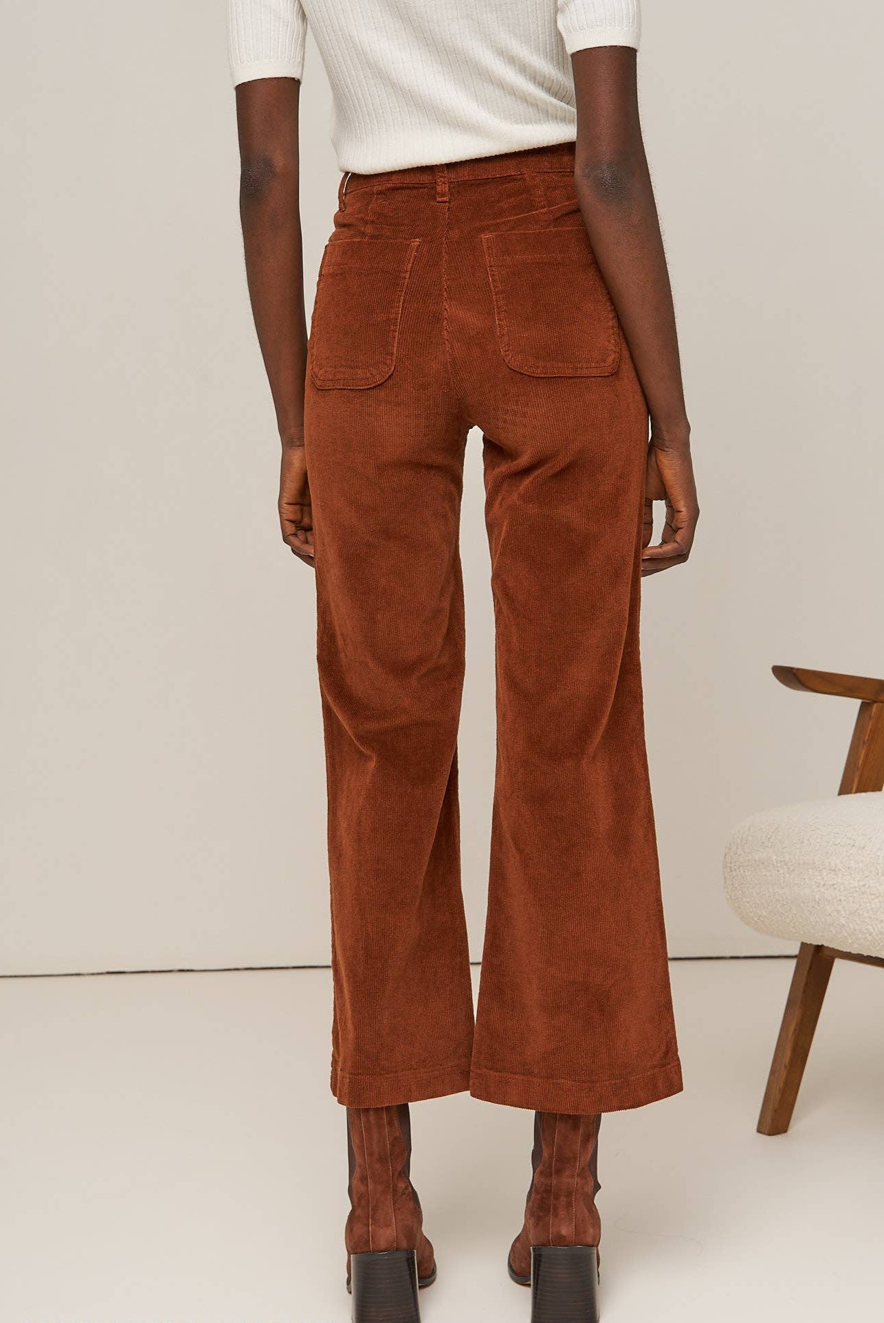 VALENTINA velvet corduroy wide pants
