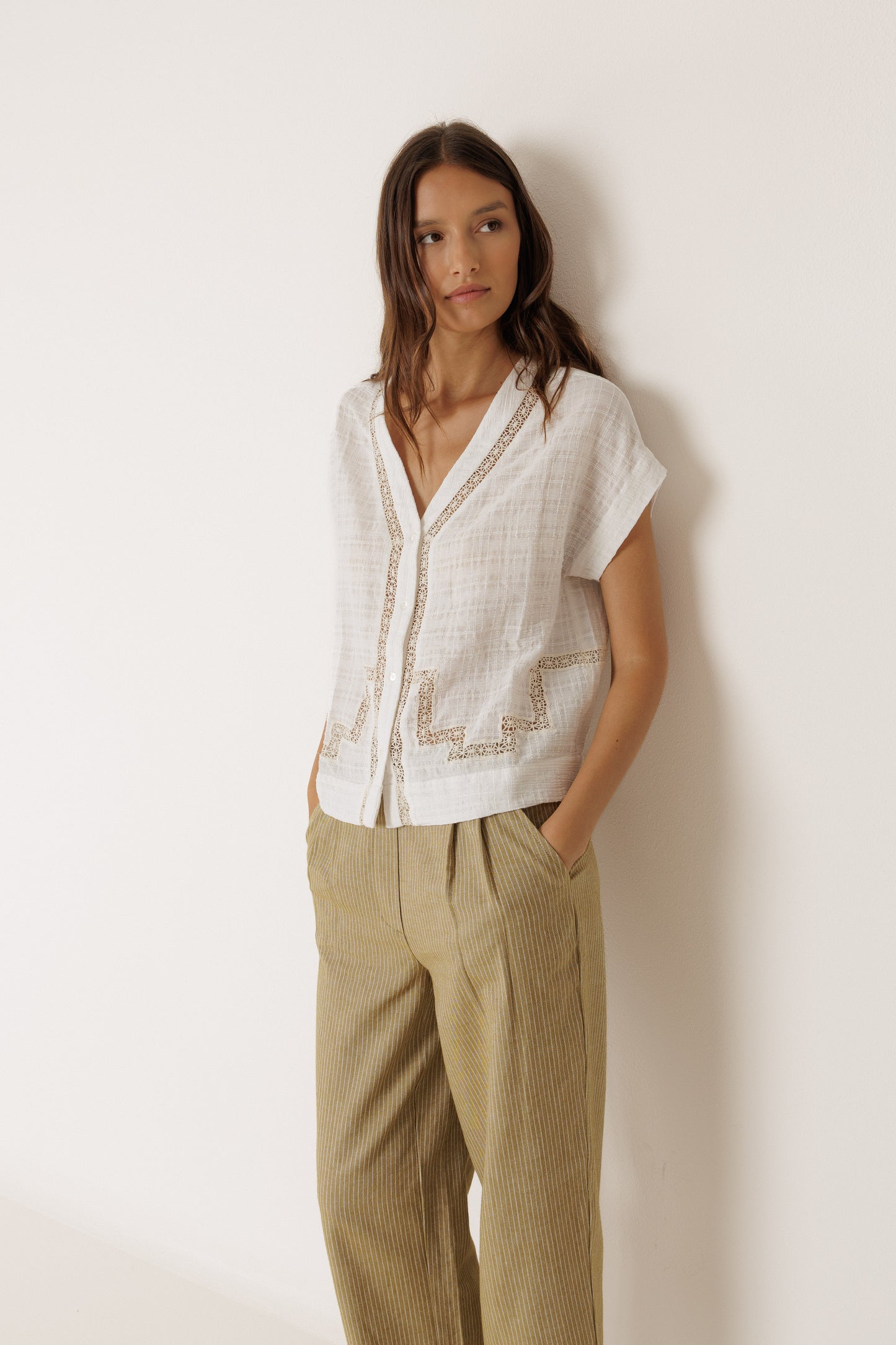 Inset-Lace Shirt