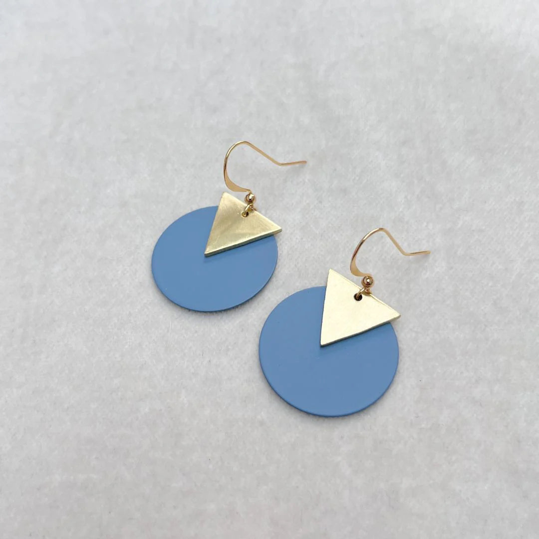 Colourful Disc Earrings Various Colours - Gold