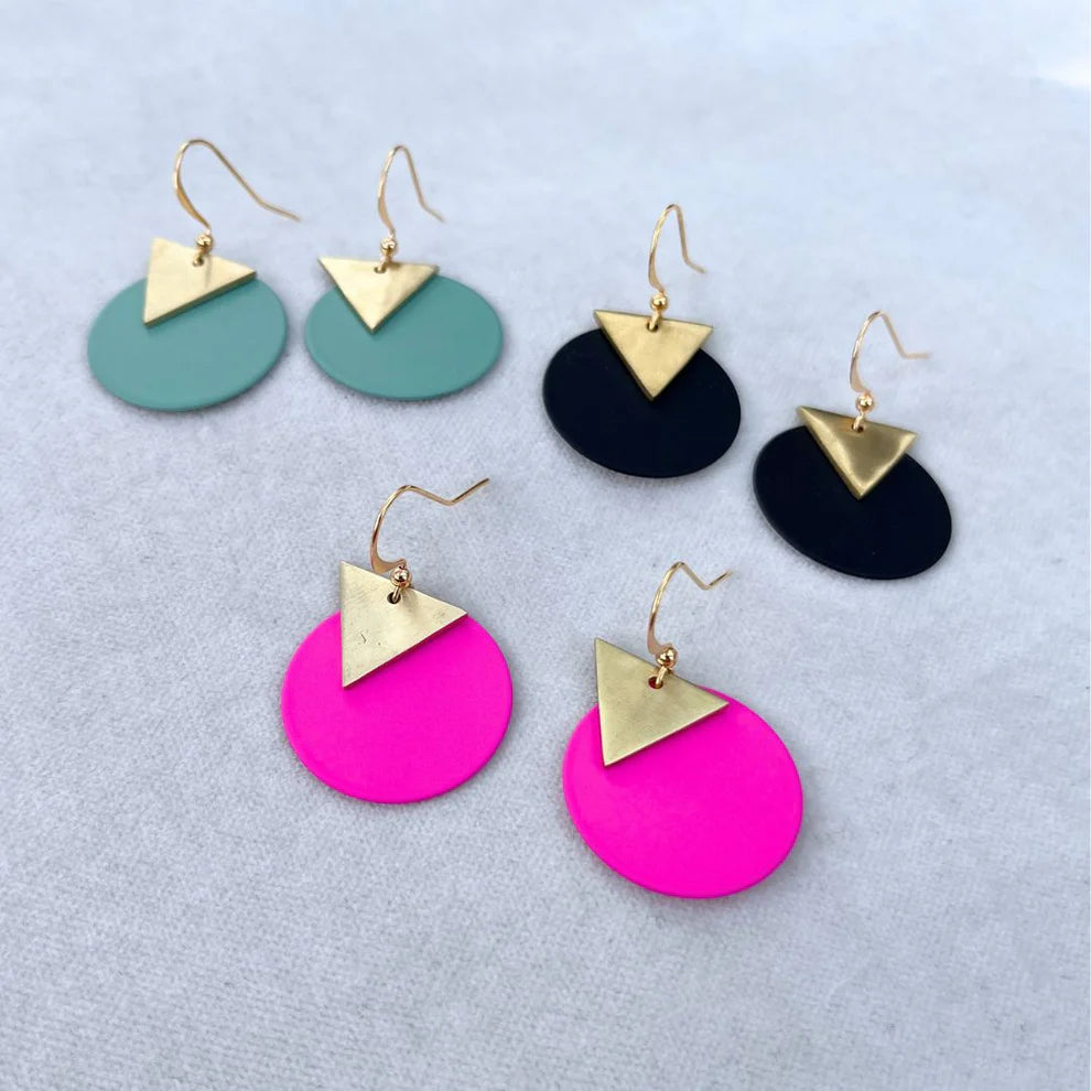 Colourful Disc Earrings - Mint