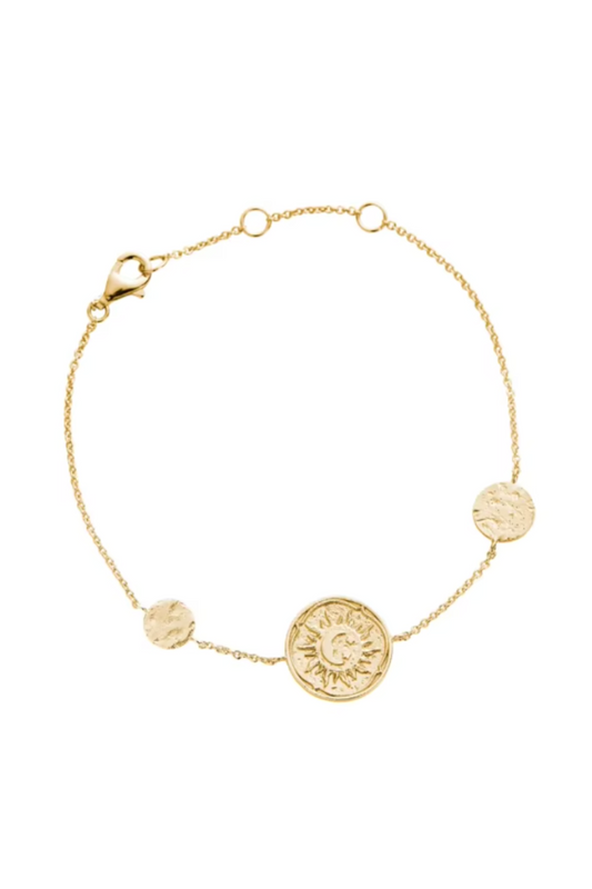 Sterling Silver Hammered Sun Coin Bracelet
