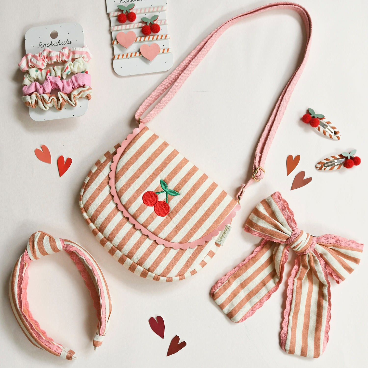 Stripy Cherry Scallop Bag