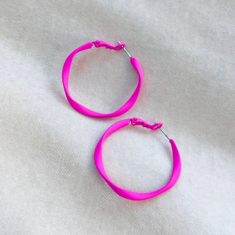 Twisty Hoops - various colours - hot pink