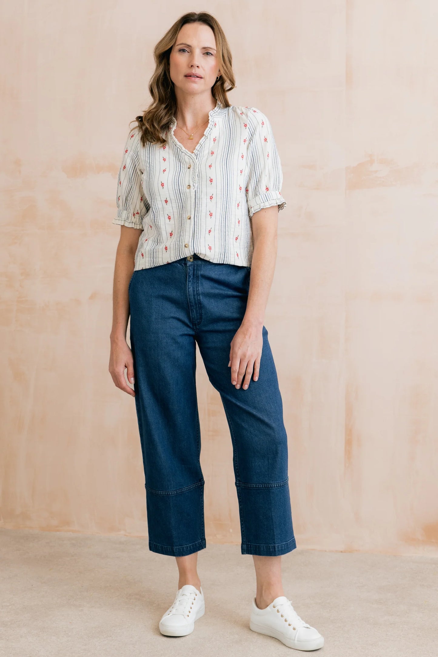 SALE - Wren Frill Blouse Ecru Embroidered