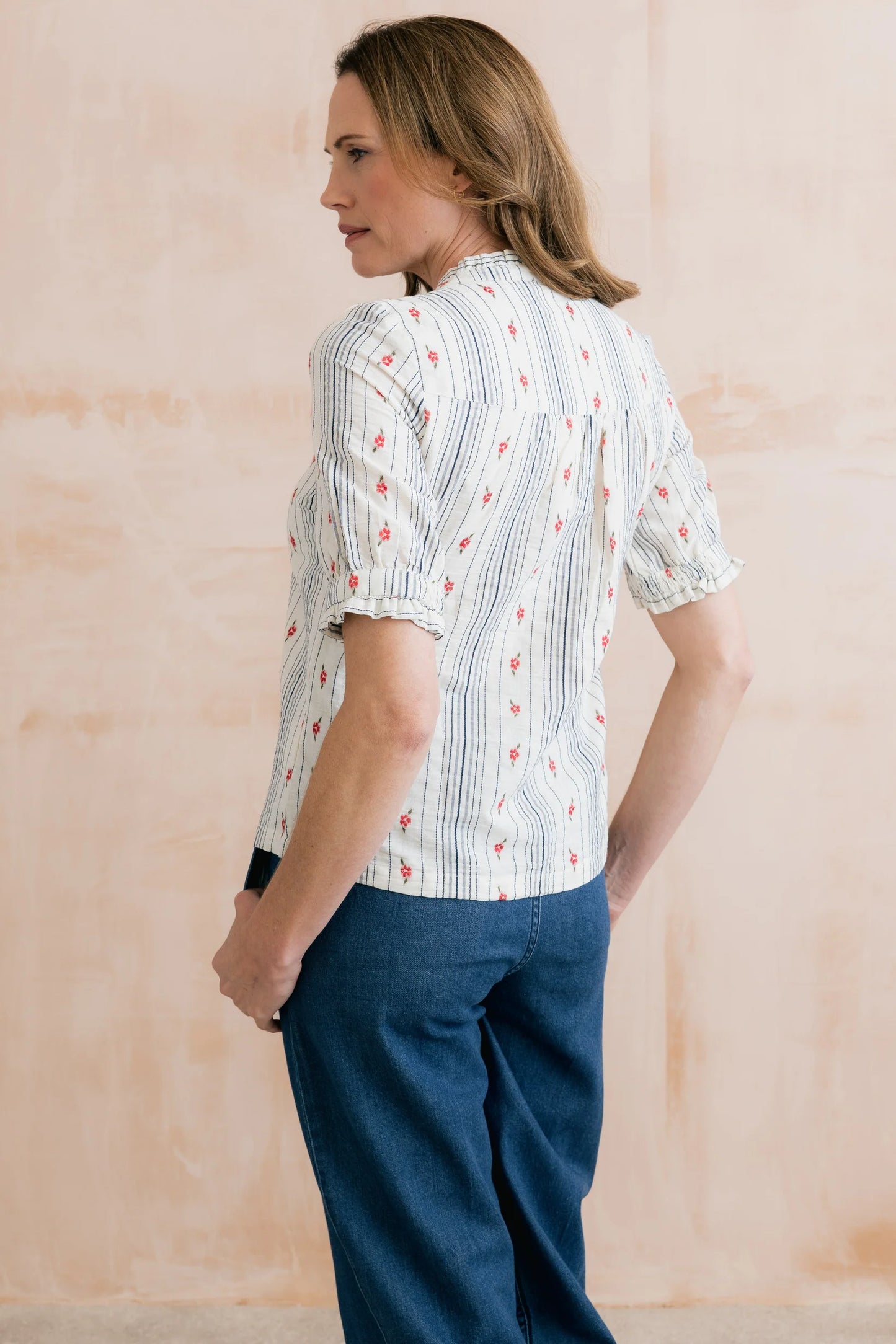 SALE - Wren Frill Blouse Ecru Embroidered