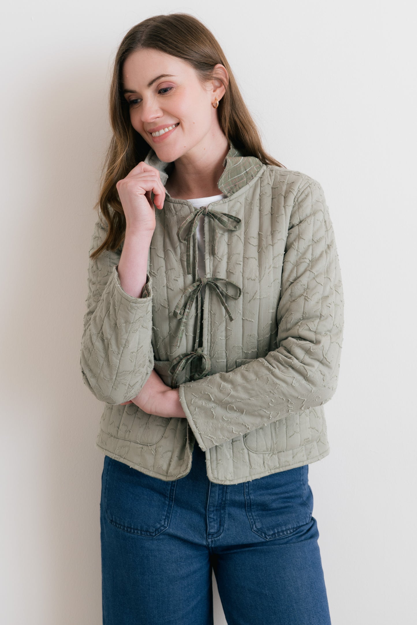 Ash Quilted Checked Reversible Jacket Green