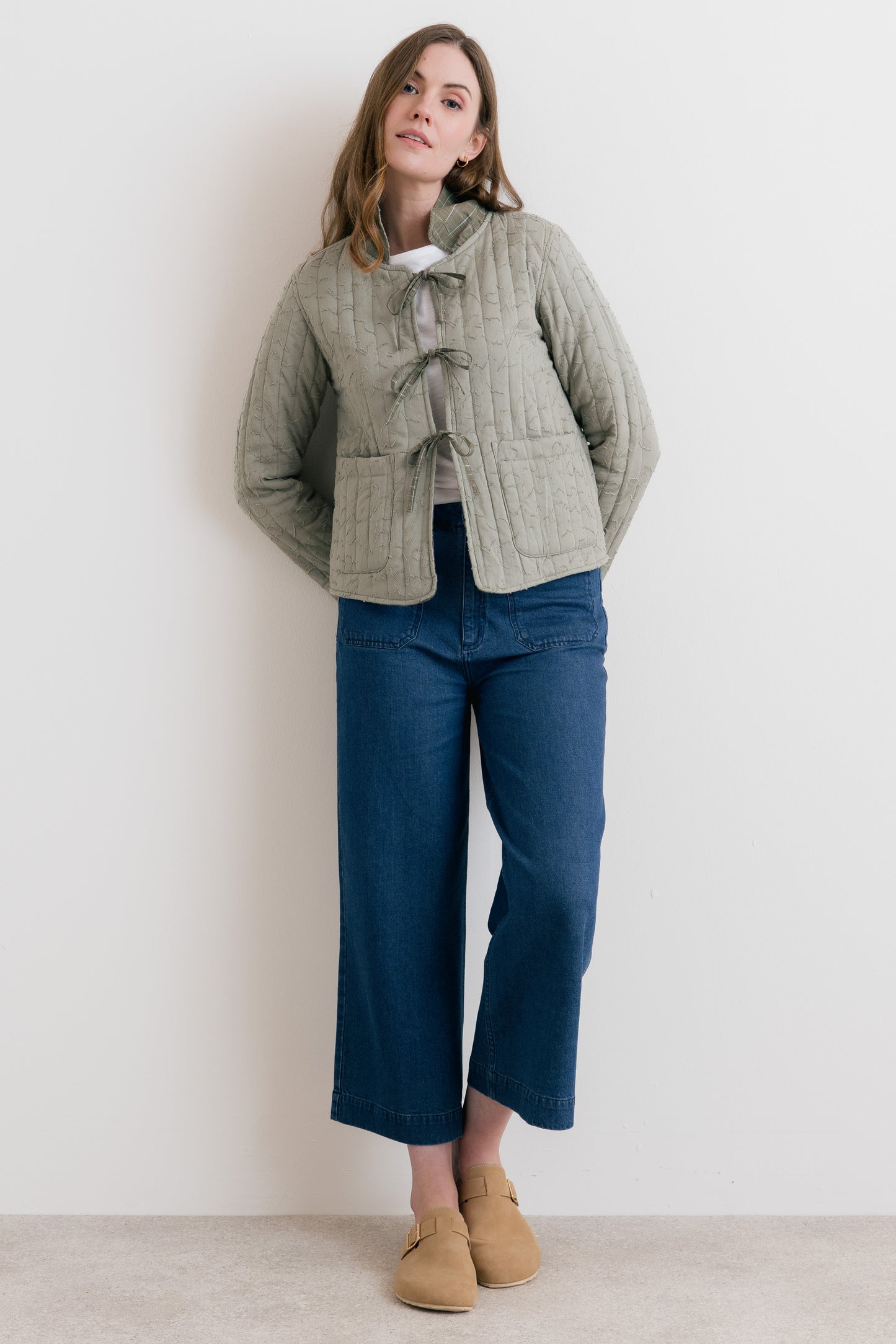 Ash Quilted Checked Reversible Jacket Green