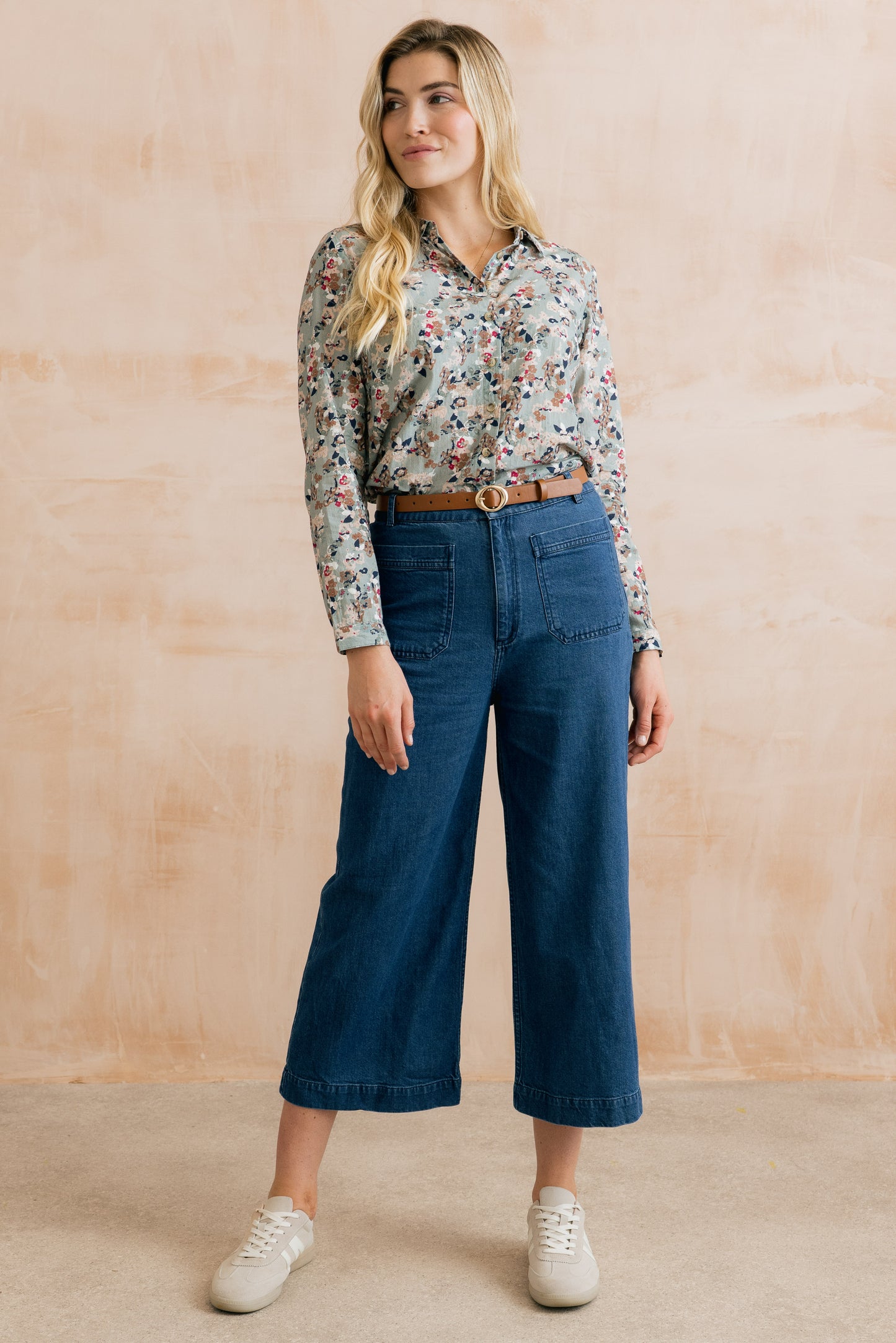 SALE2 - Amelia Crop Trousers - Plain Heavy Denim