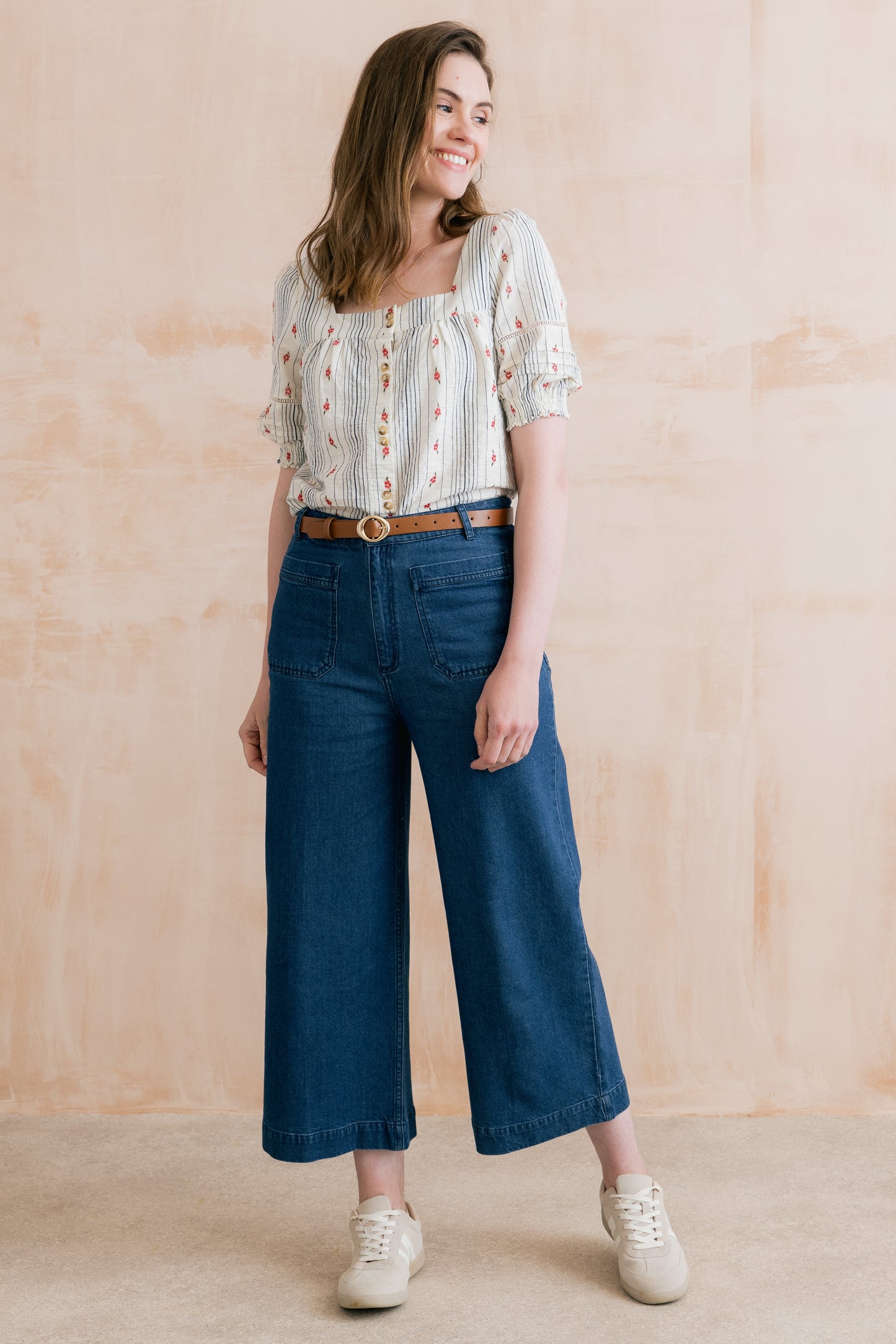 SALE2 - Amelia Crop Trousers - Plain Heavy Denim