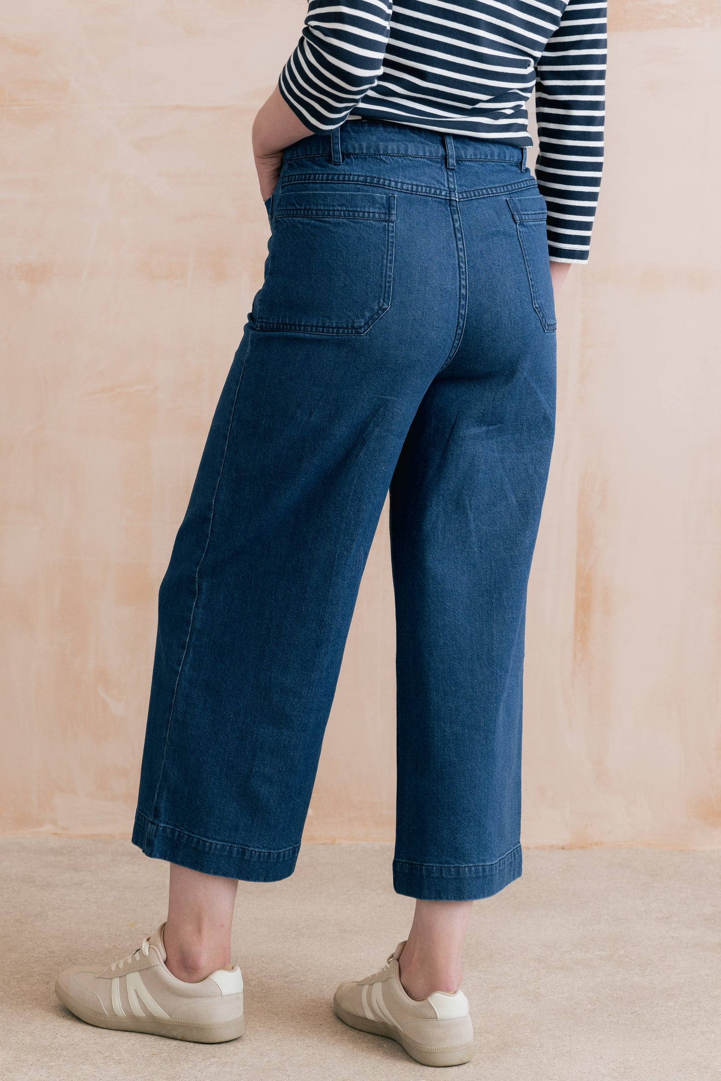 SALE2 - Amelia Crop Trousers - Plain Heavy Denim
