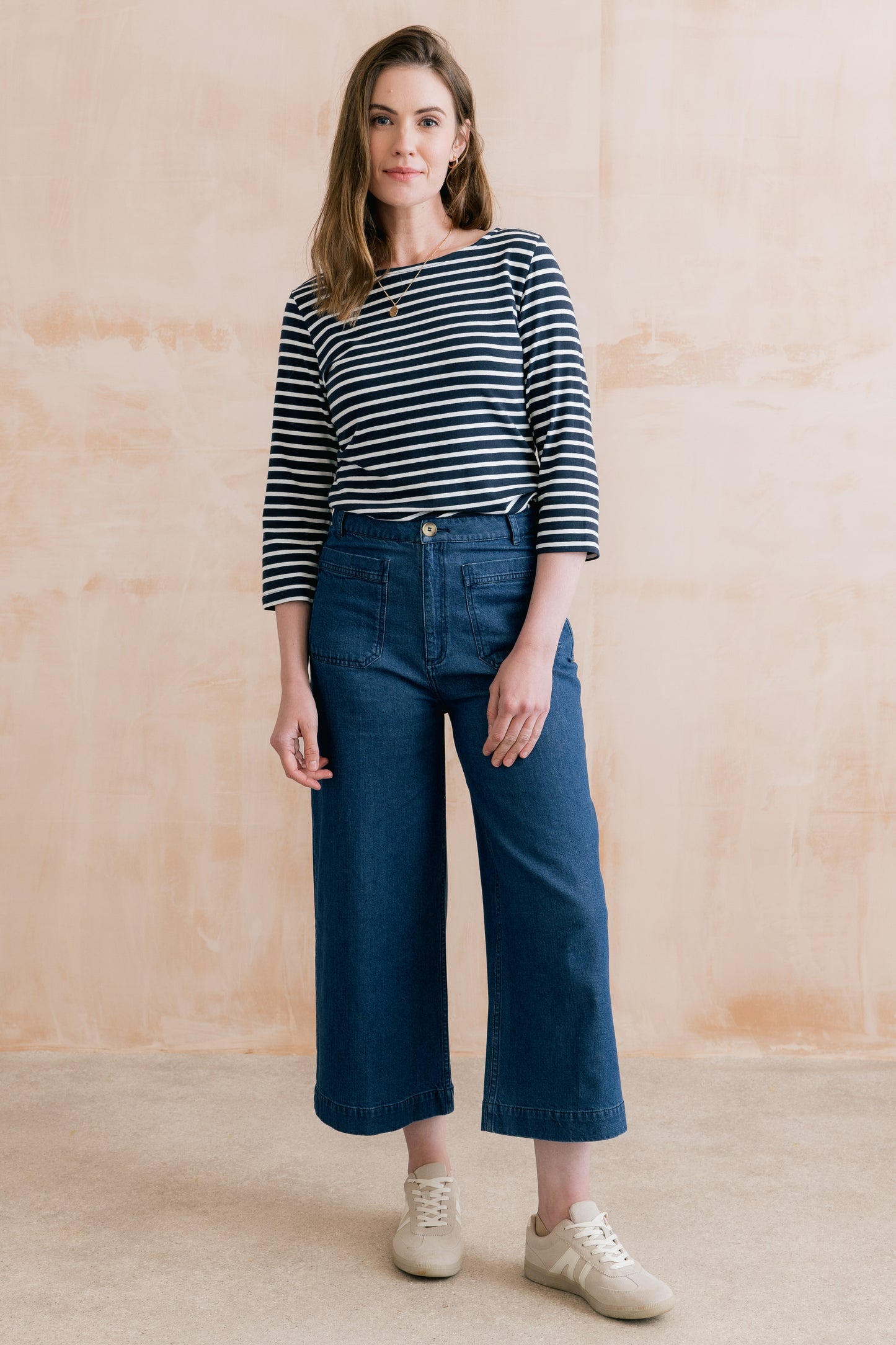 SALE2 - Amelia Crop Trousers - Plain Heavy Denim