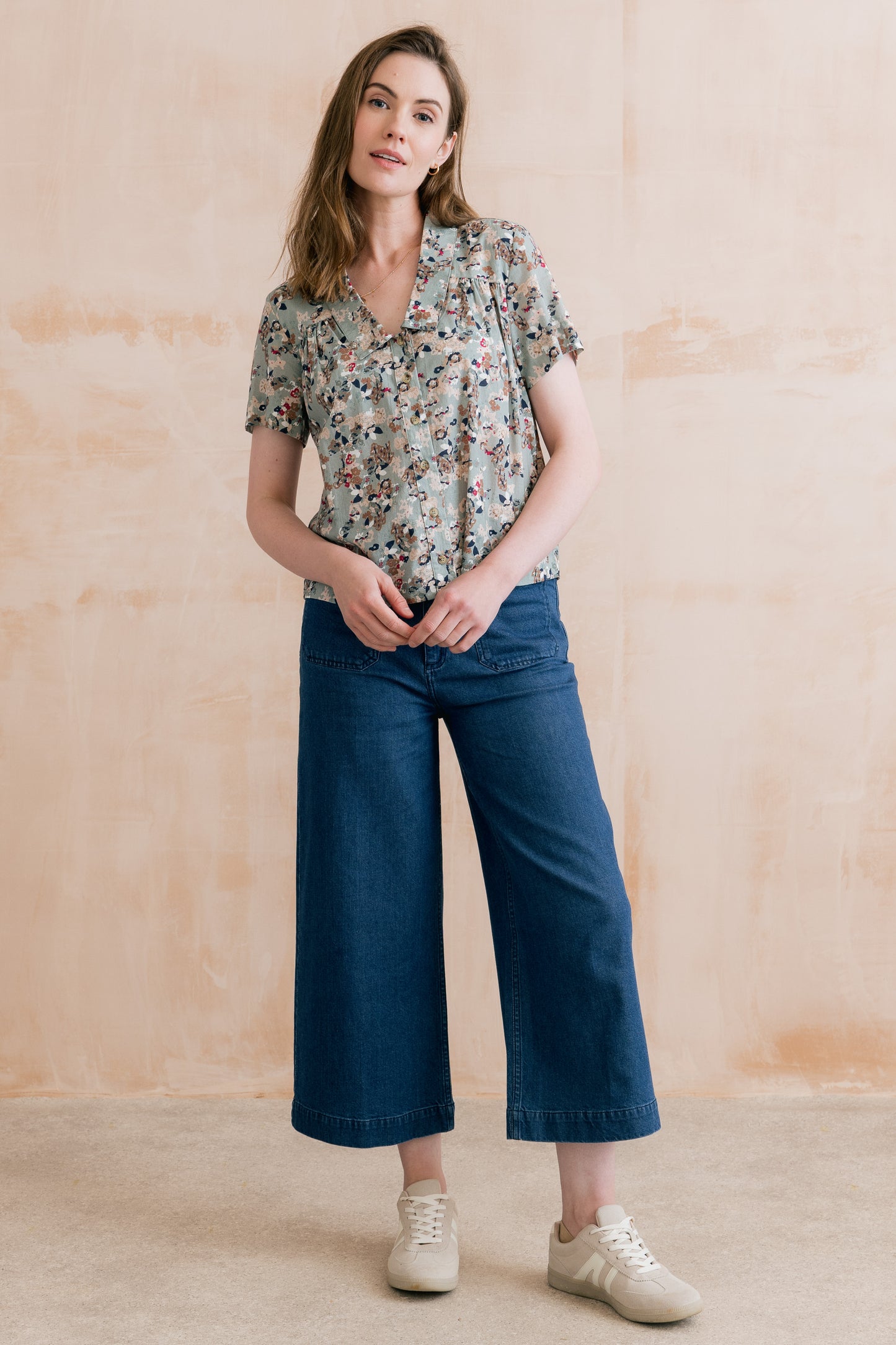 SALE2 - Amelia Crop Trousers - Plain Heavy Denim