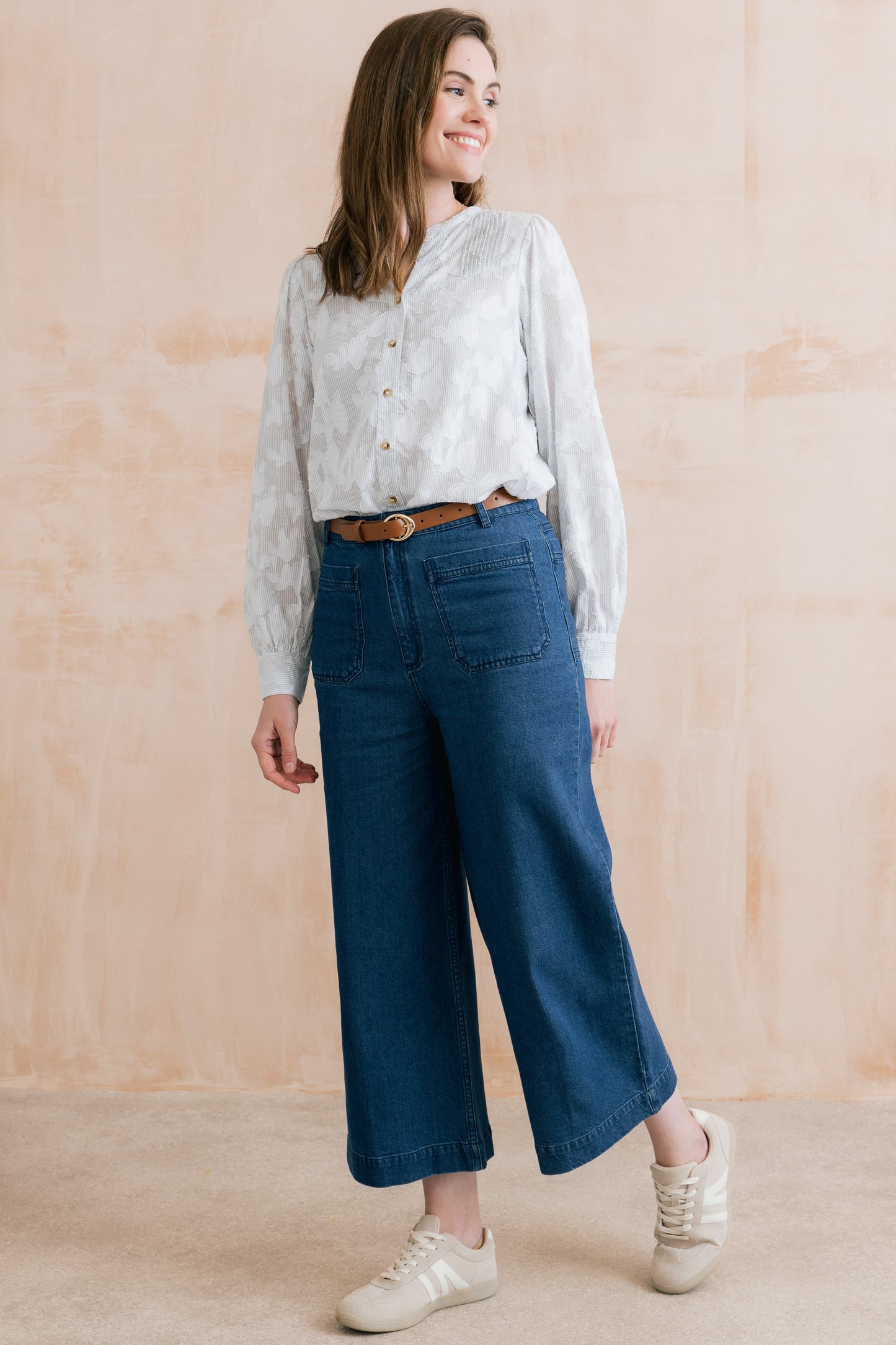 SALE2 - Amelia Crop Trousers - Plain Heavy Denim