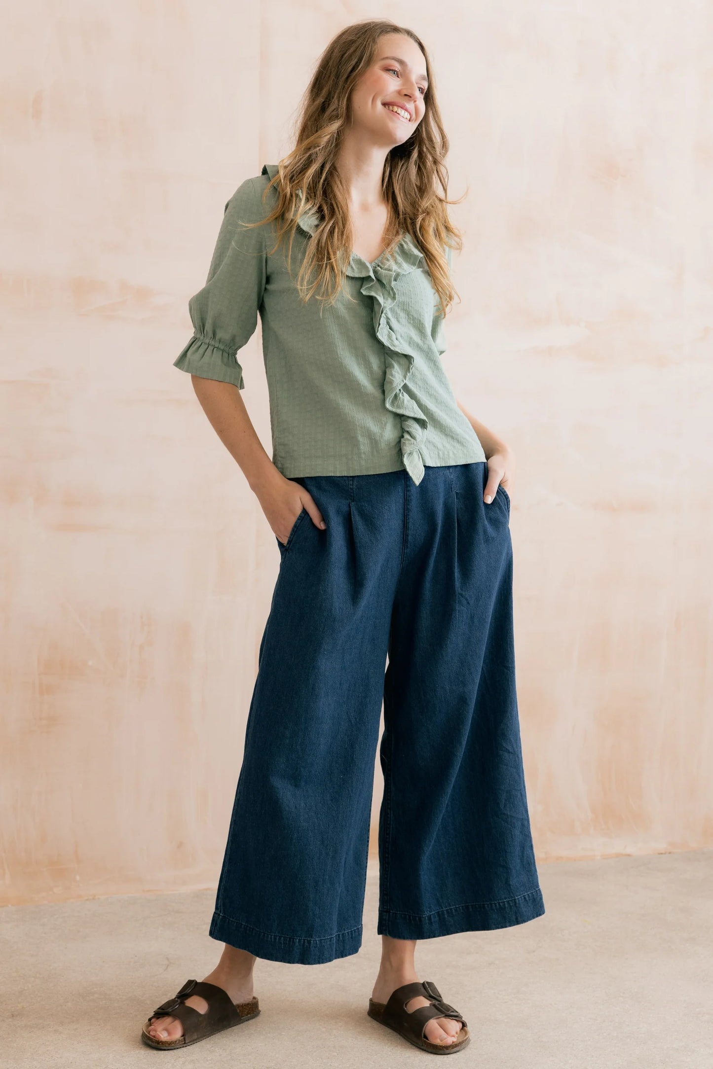 Sale2 - Summer Wide Leg Linen Denim Trousers