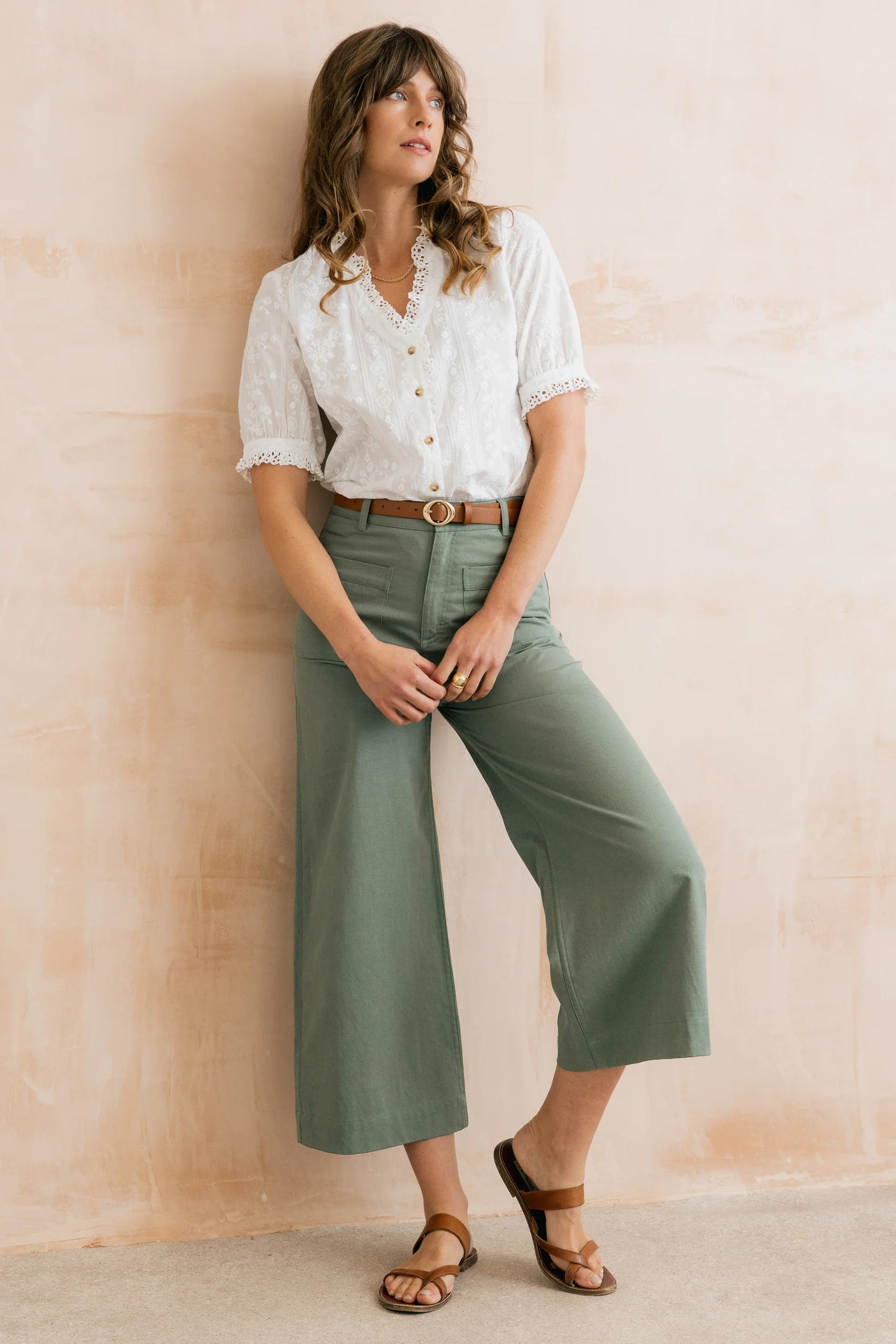 SALE - Amelia Crop Trousers - Laurel