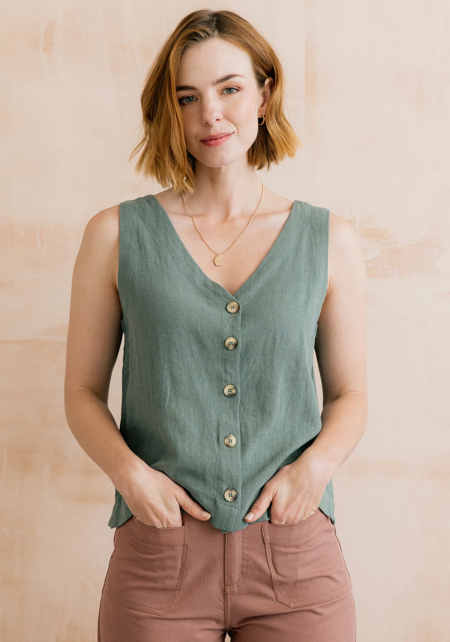 Allium Two Way Vest in Laurel Green