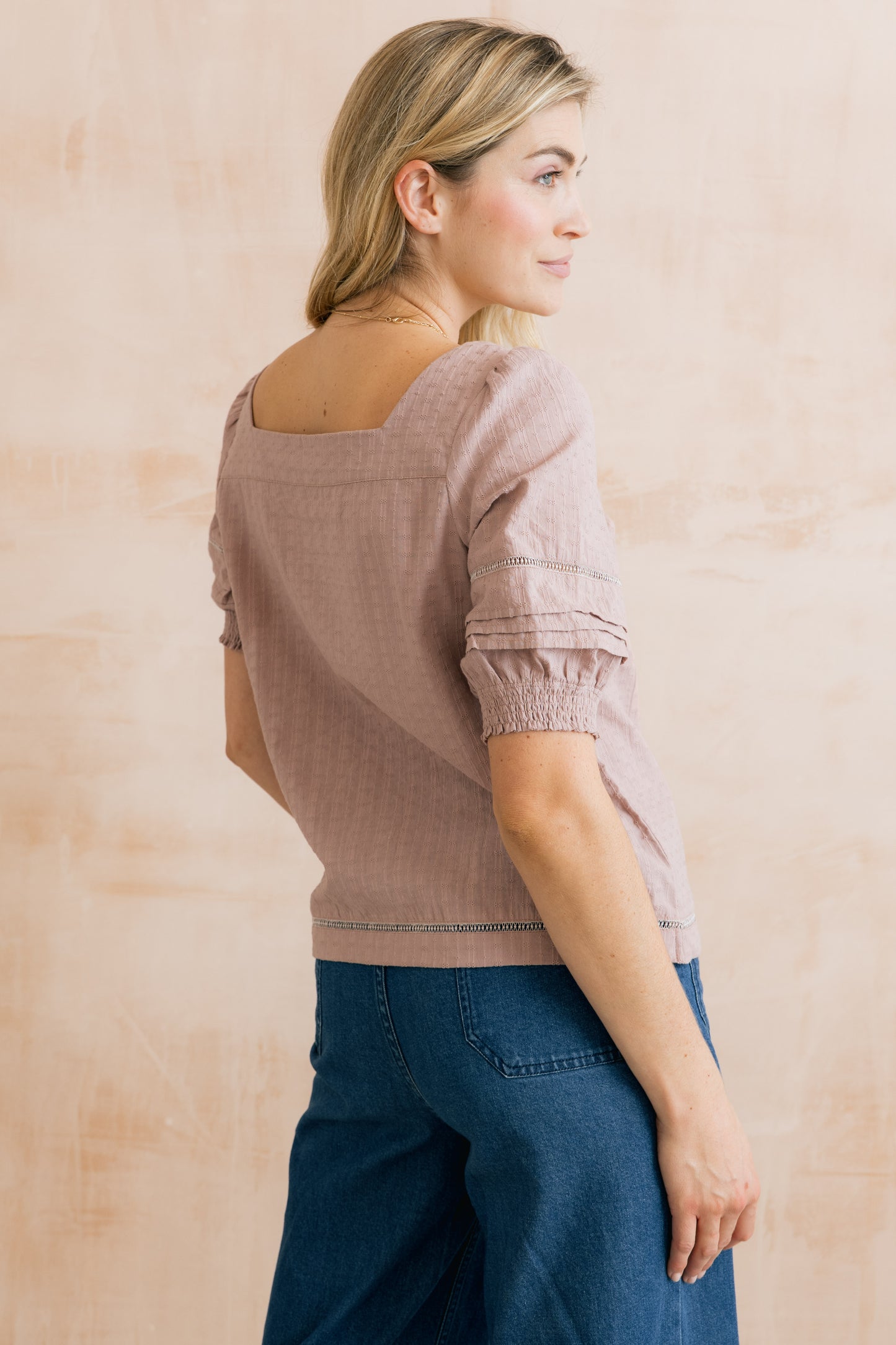 SALE - Poppy Blouse Plain Stripe - Antique Pink