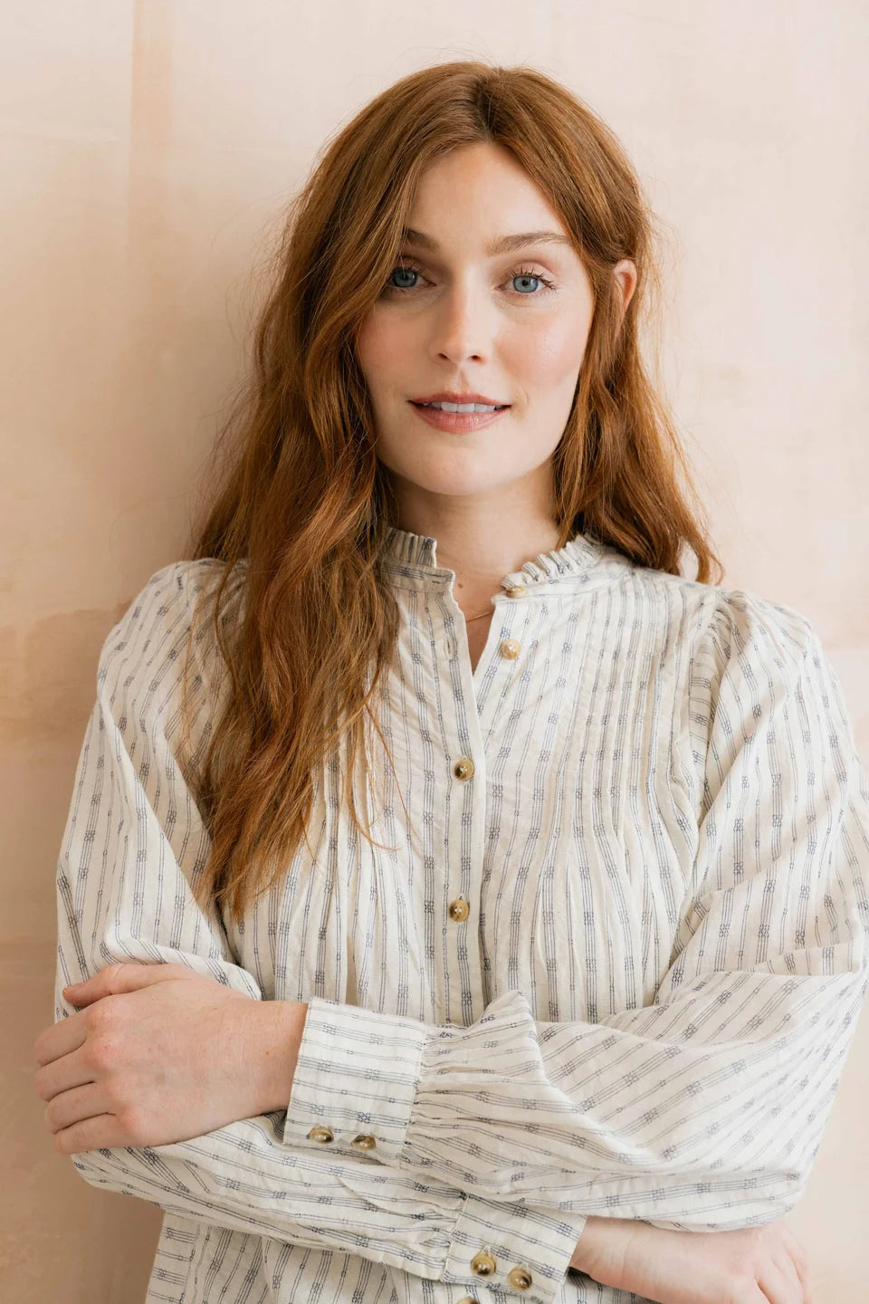 Flora Blouse Embroidered Geo Stripe