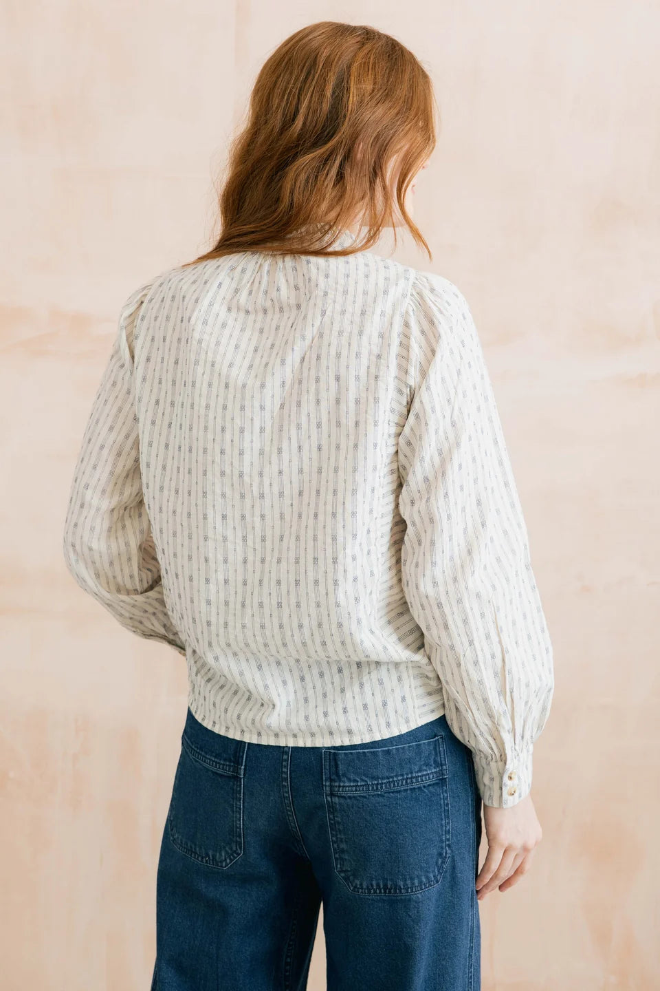 Flora Blouse Embroidered Geo Stripe