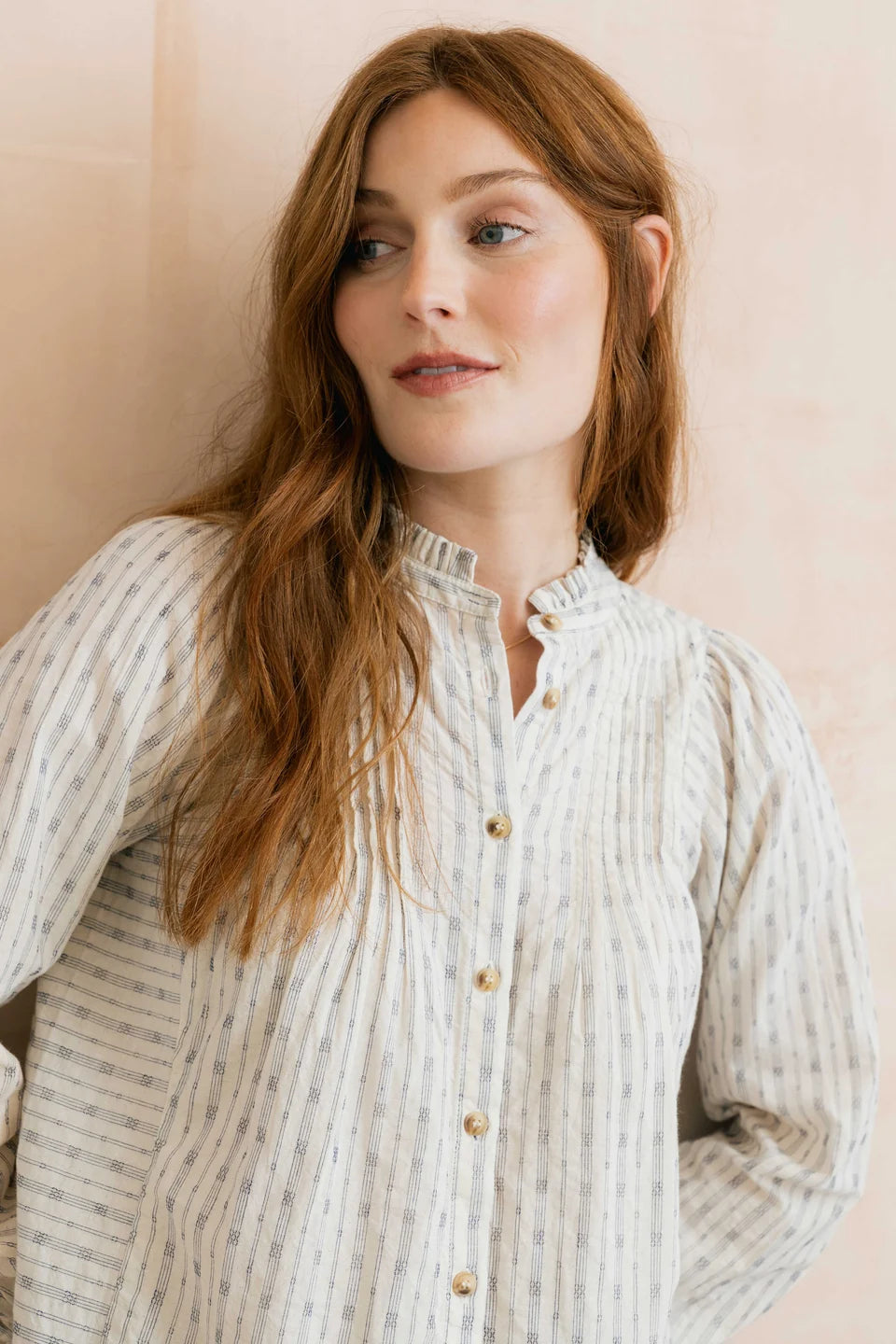 Flora Blouse Embroidered Geo Stripe