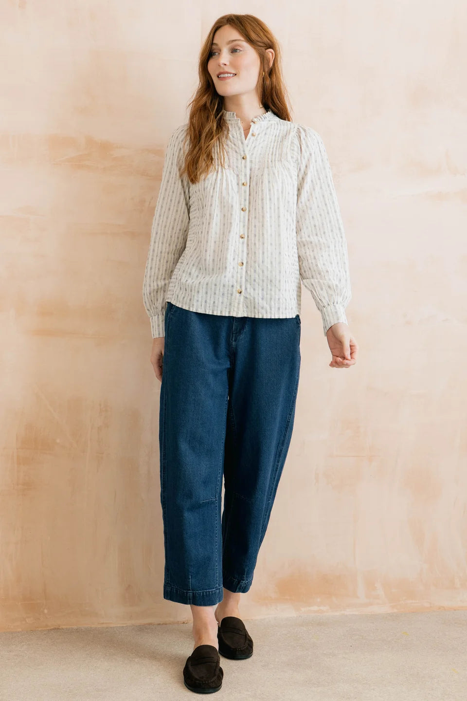 Flora Blouse Embroidered Geo Stripe