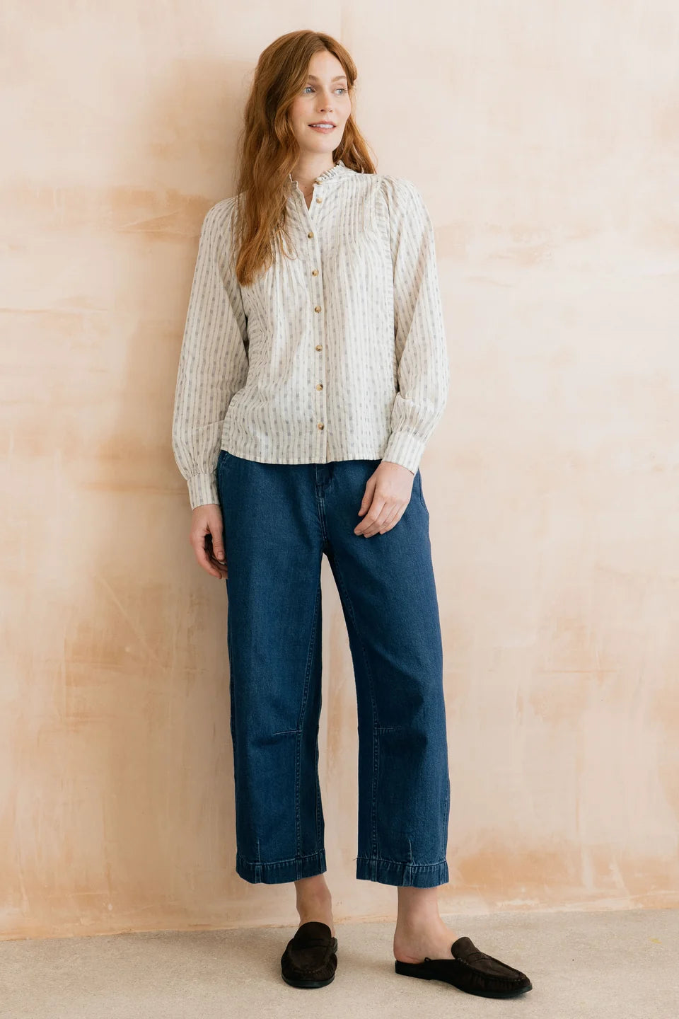 Flora Blouse Embroidered Geo Stripe