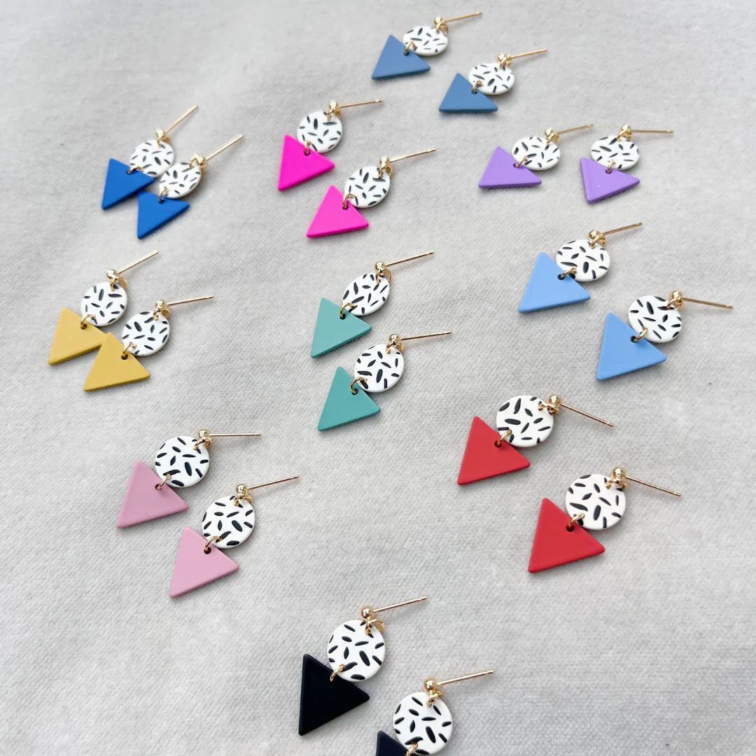 Mini Memphis Stud Earrings - Various Colours - Gold