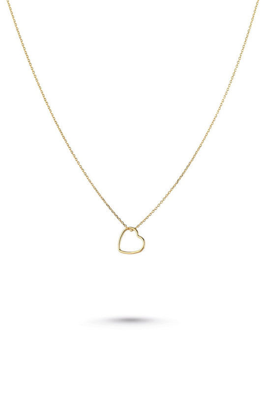 Gold Open Heart Chain Necklace