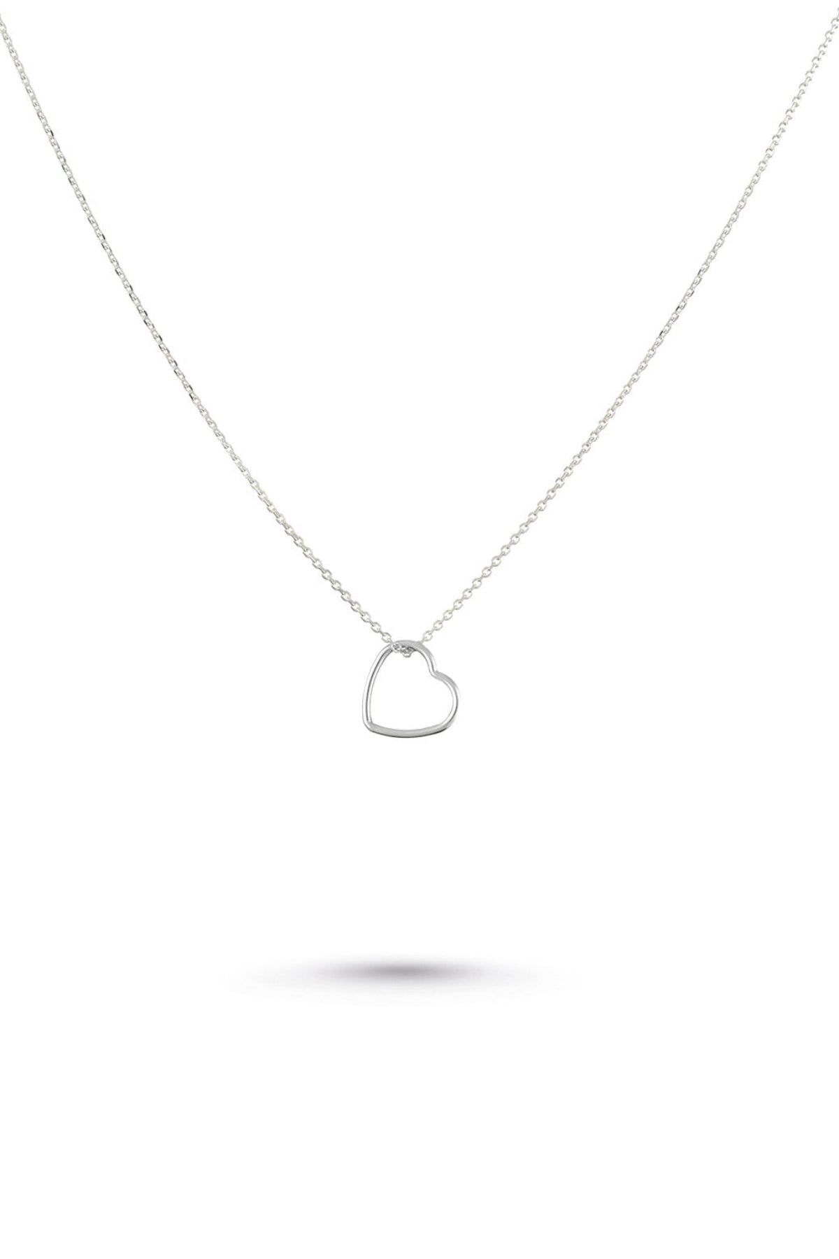 Silver Open Heart Chain Necklace