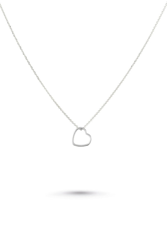 Silver Open Heart Chain Necklace