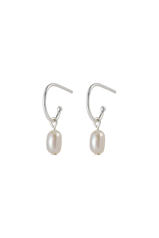 Pearl Drop Studs - Silver