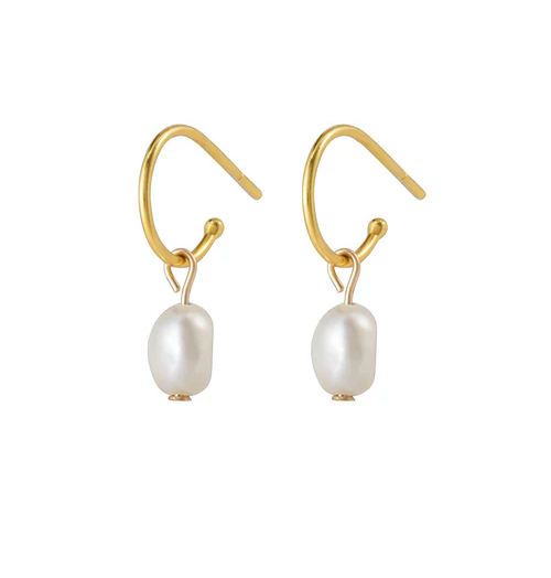 Pearl Drop Studs - Gold