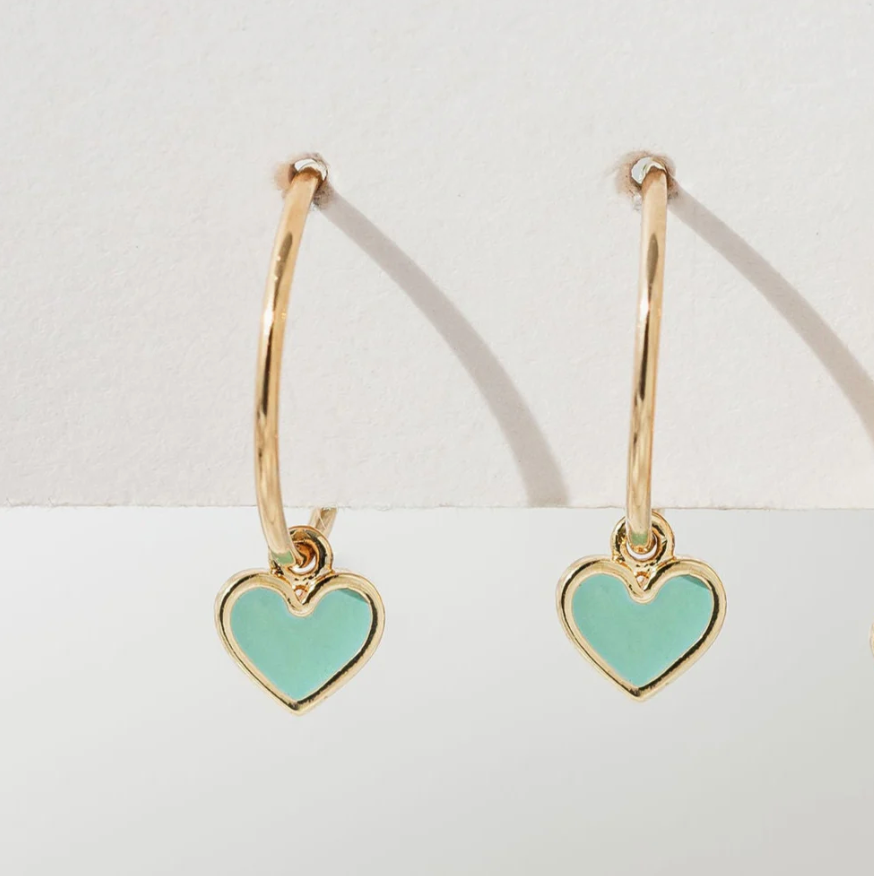 Sage Eve Heart Huggie Hoops 