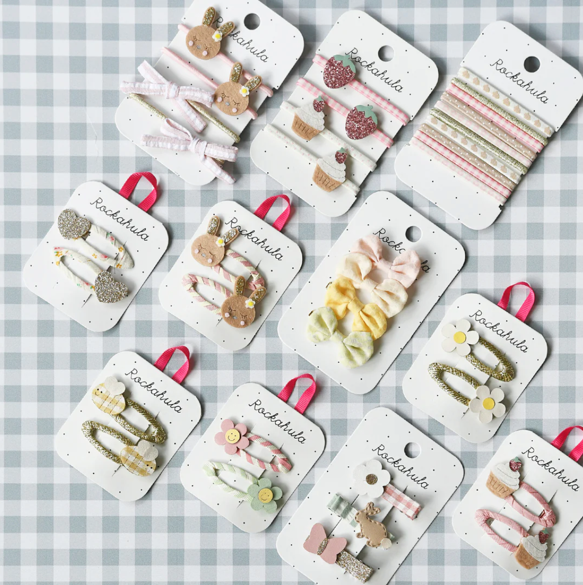 Bunny Gingham Elastic Pony Pack