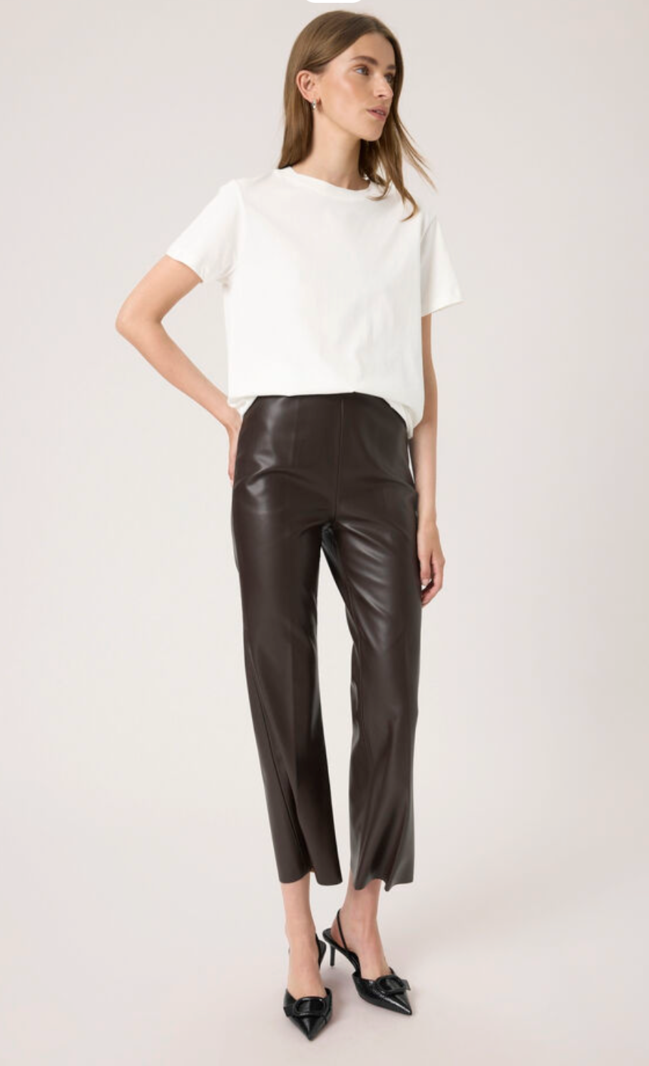 SLKaylee PU Kickflare Pants - Chocolate Torte Brown